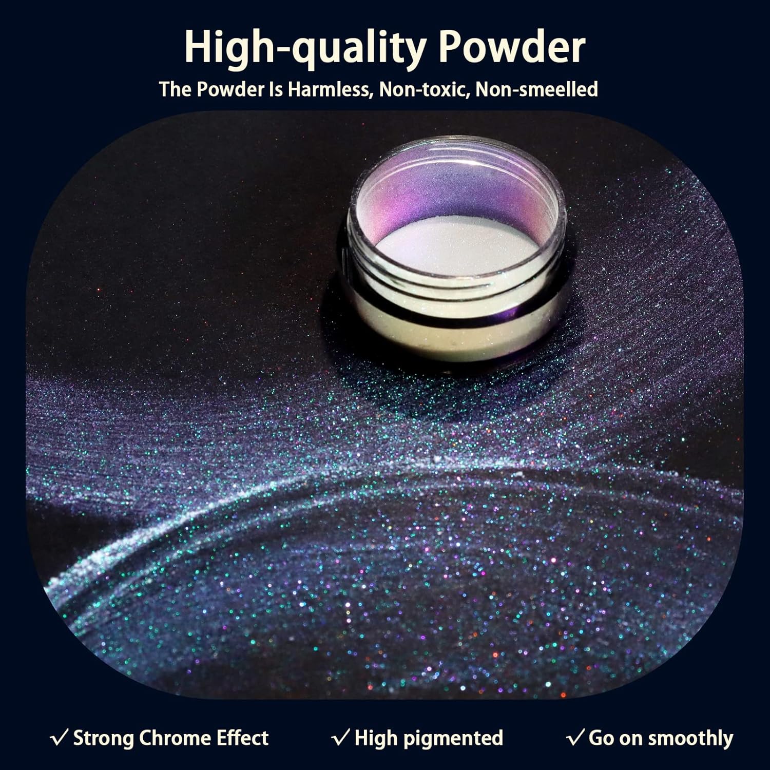 Allstarry Unicorn Chrome Nail Powder, Iridescent White Pearl Glitter for Nail Art, 10g - Image 3
