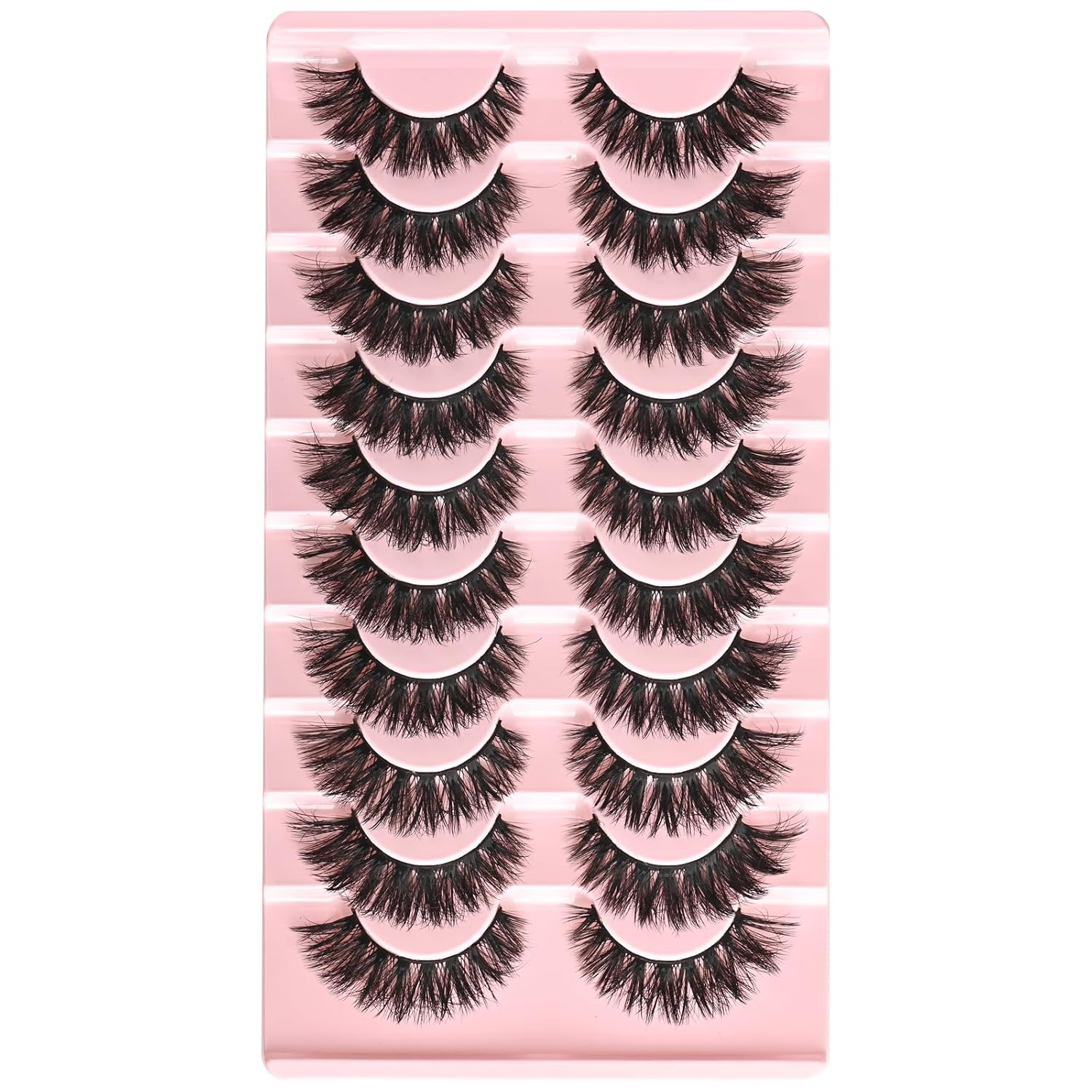 FARRED 10 Pairs Natural Wispy Cat Eye Mink False Lashes 14mm - Image 3