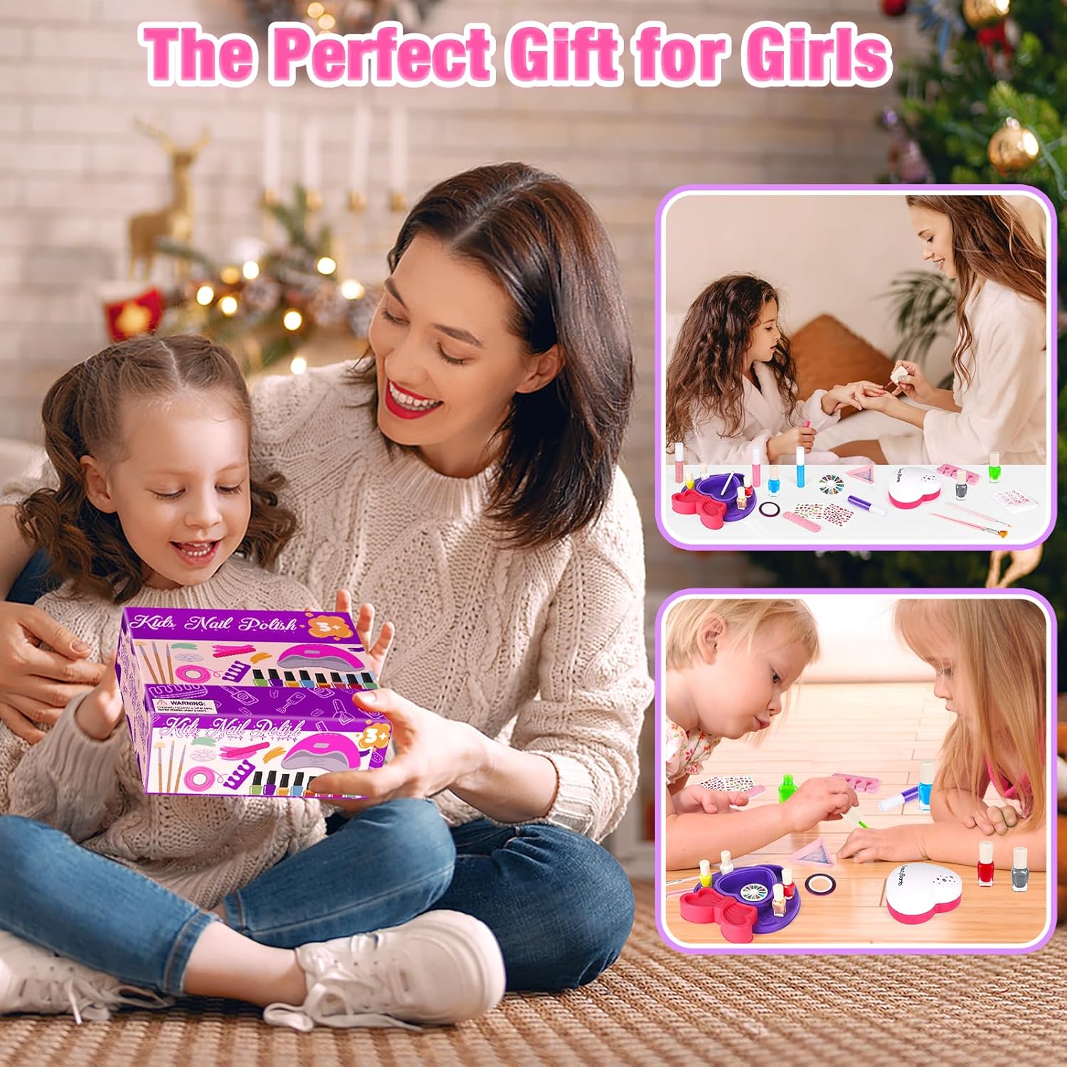Water-Based Non-Toxic Kids Nail Polish Kit with Dryer for Ages 7-12, Includes Nail Art Salon - Image 8
