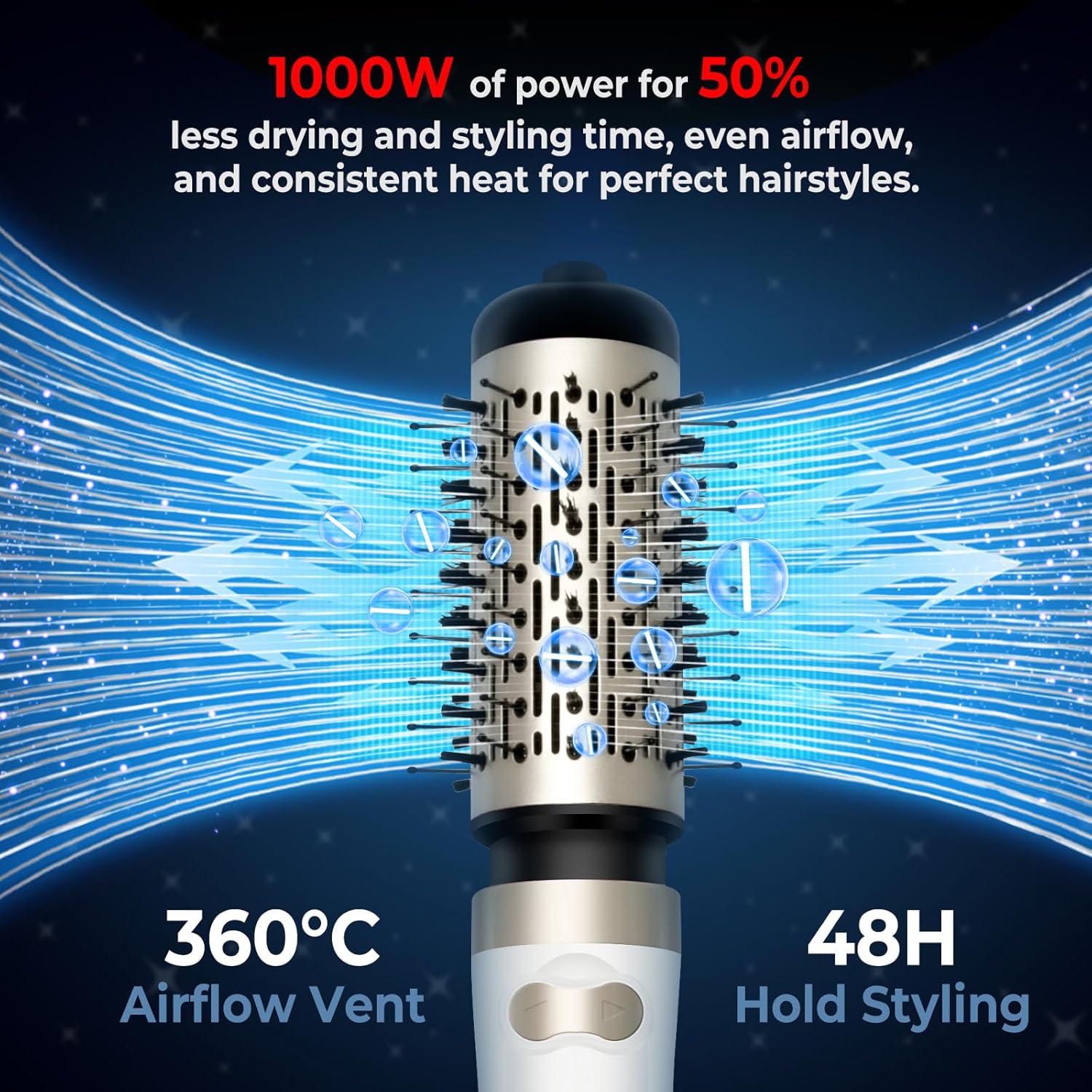 3-in-1 Rotating Hot Air Spin Brush Set with 2 Hair Dryer Brushes 2 Inch and 1.5 Inch - Image 6