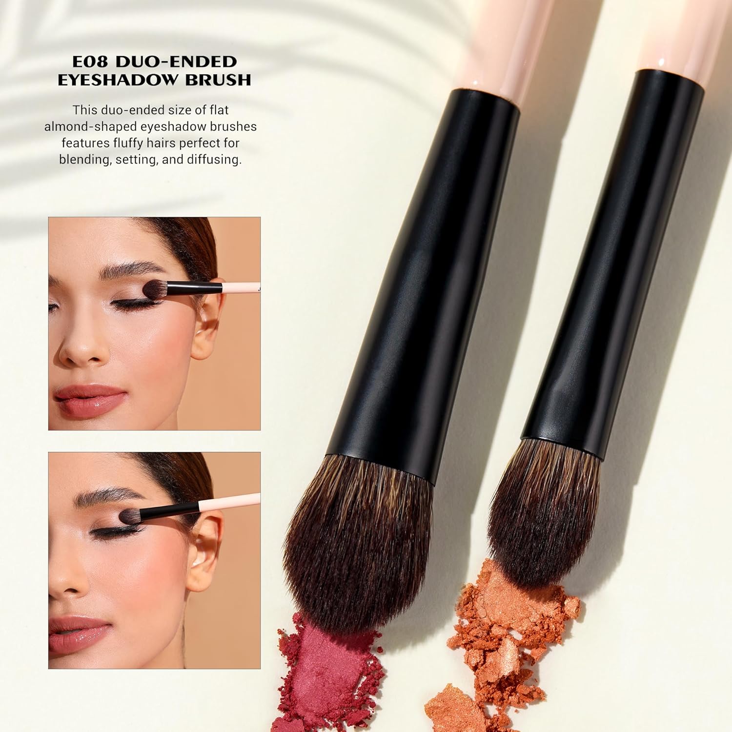 Jessup 3-Piece Travel Makeup Brush Set with Double-Sided Contour Eyeshadow Brushes - Image 4