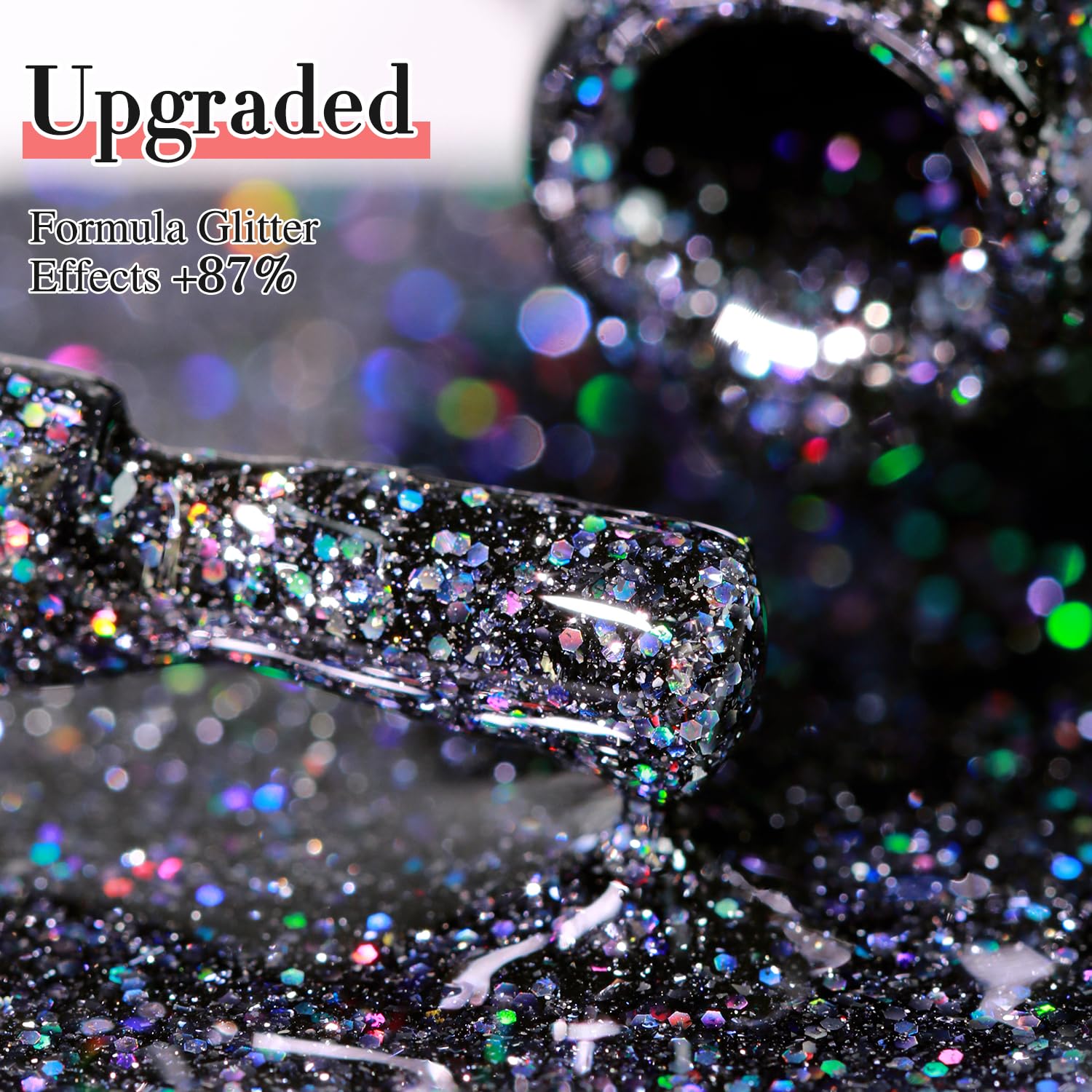 Double Rhythm 15ML Black Magnetic Glitter Shimmer Reflective Gel Polish for Nail Art - Image 7
