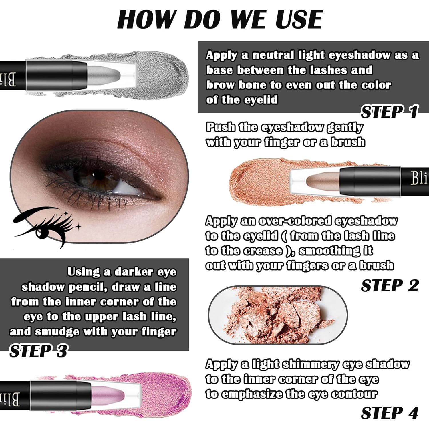 8PC Waterproof Matte Cream Eyeshadow Stick Pencil Makeup Kit for Women Blendable - Image 6