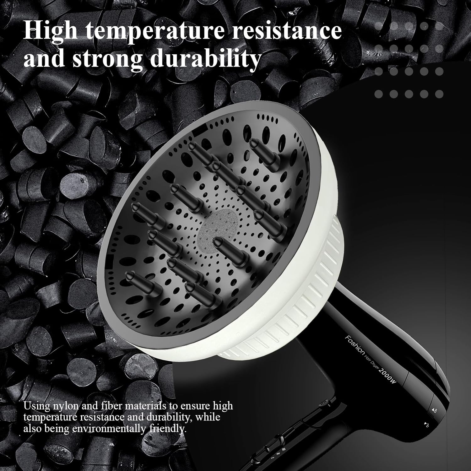 Universal Hair Diffuser Attachment for Hair Dryer, Fits 1.4-2.6 Inch Nozzles, White - Image 7