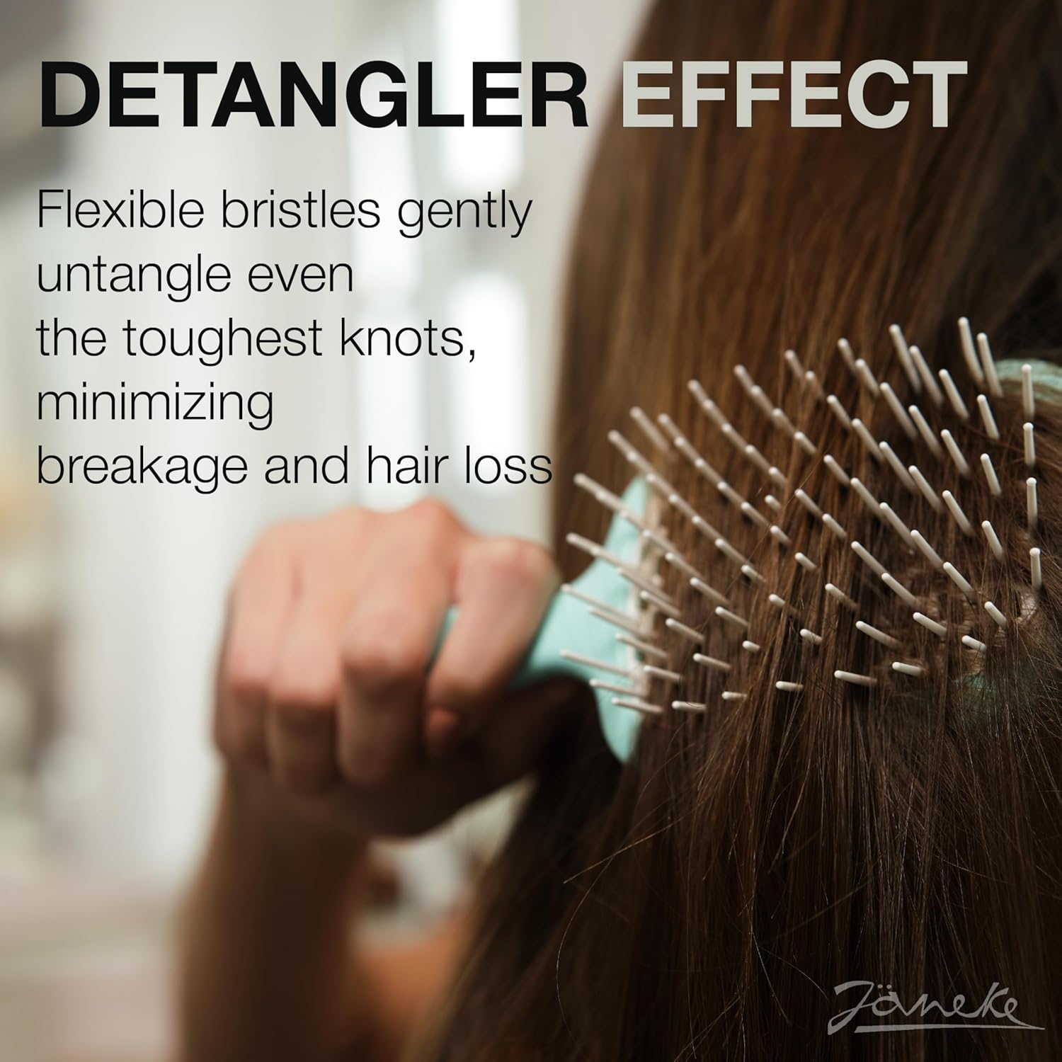 Janeke Superbrush Detangling Hair Brush with Anti-Static Bristles, All Hair Types, White - Image 3