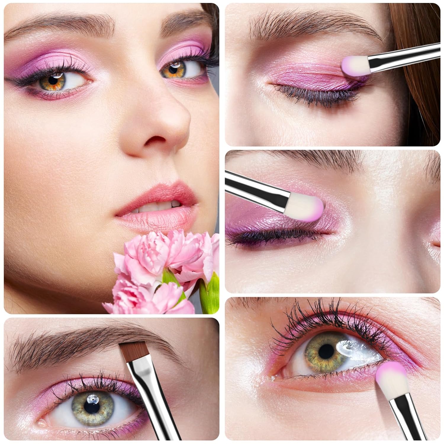 6-Piece Soft Hairs Eye Makeup Brush Set with Wood Handle for Eyeshadow Eyeliner - Image 4