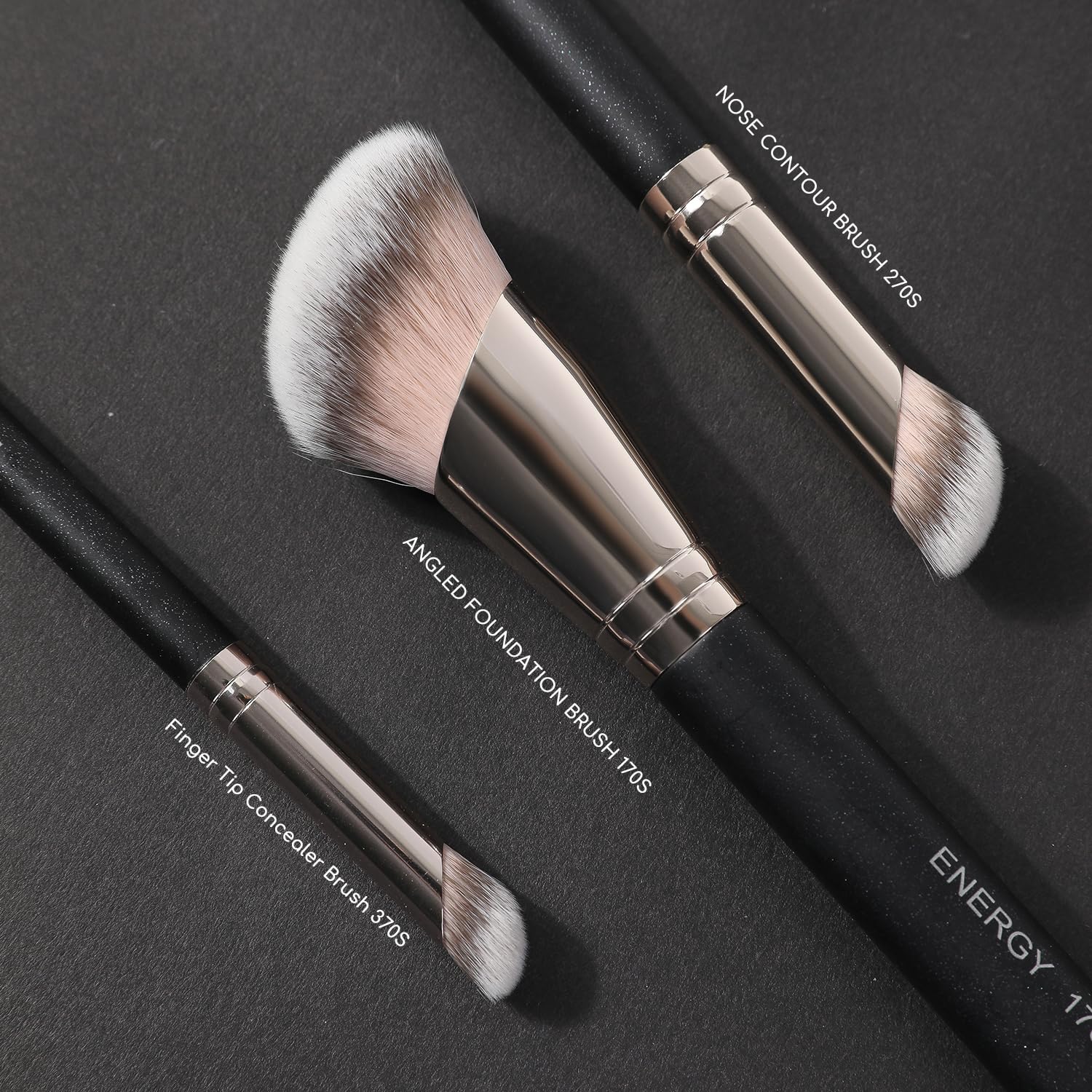 ENERGY Vegan Angled Makeup Brush Set with Travel Bag for Liquid Powder Makeup - Image 7