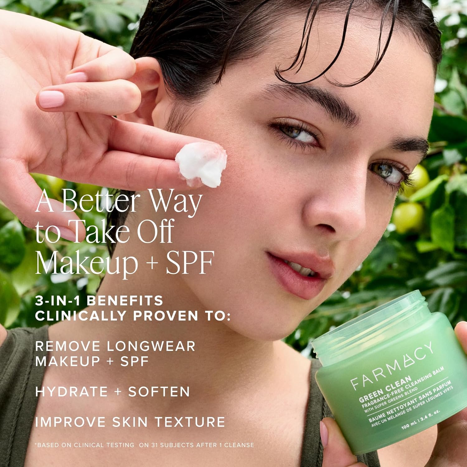 Farmacy Green Clean 100ml Fragrance-Free Waterproof Makeup Remover Balm Oil Cleanser - Image 4