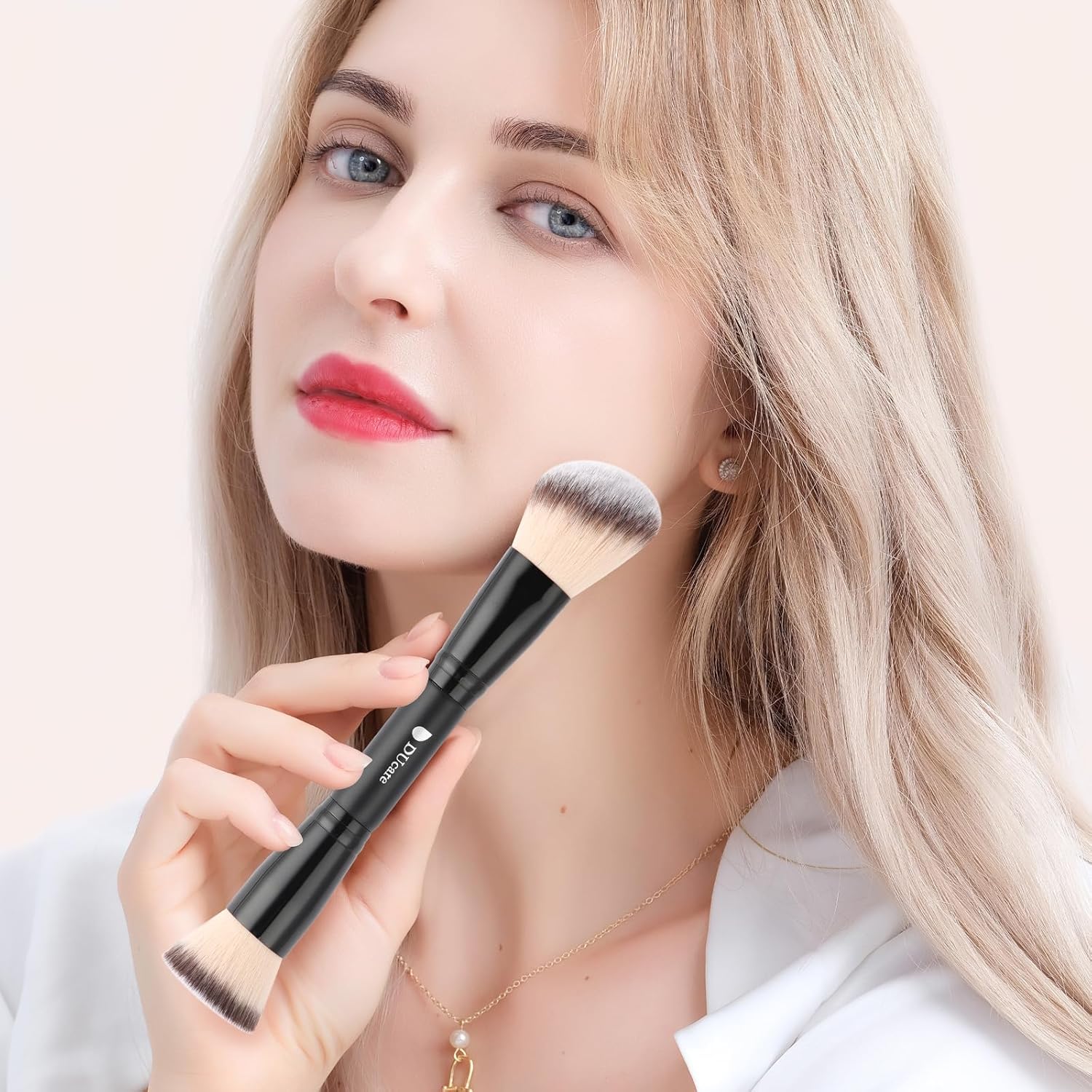 DUcare 2 Piece Black Makeup Brush Set Duo End Foundation Contour - Image 4
