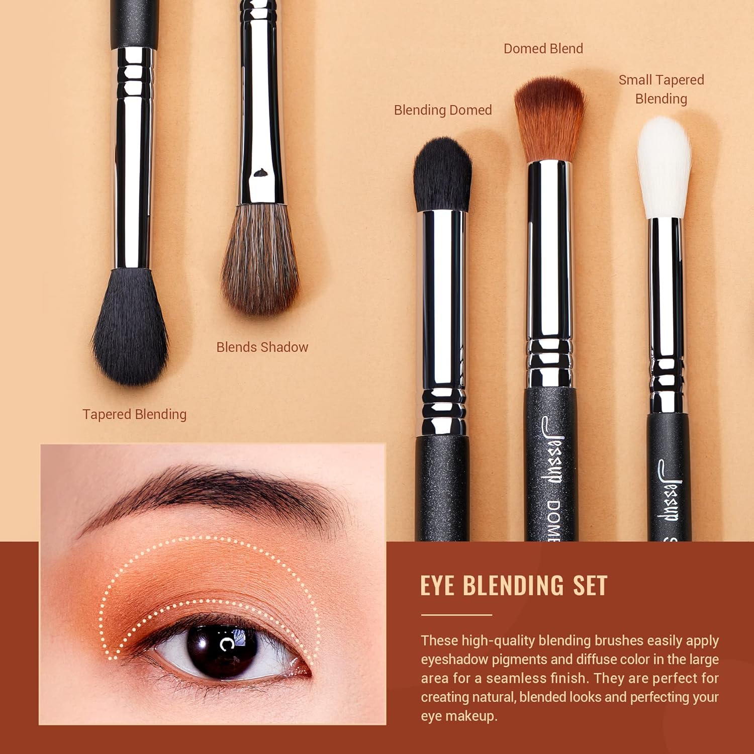Jessup 13-Piece Professional Blending Eye Makeup Brush Set Black Synthetic - Image 2