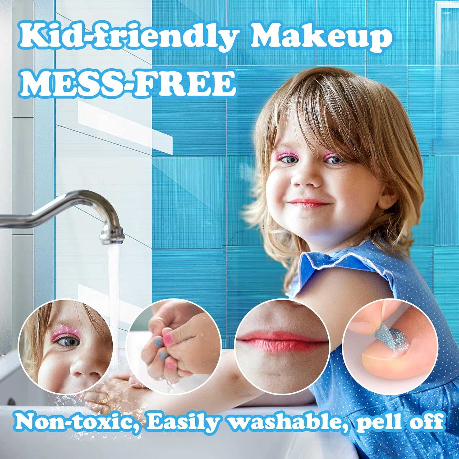 Washable Princess Kids Makeup Kit for Girls, Pretend Play Dress-Up Toy Set Ages 3-9 - Image 3