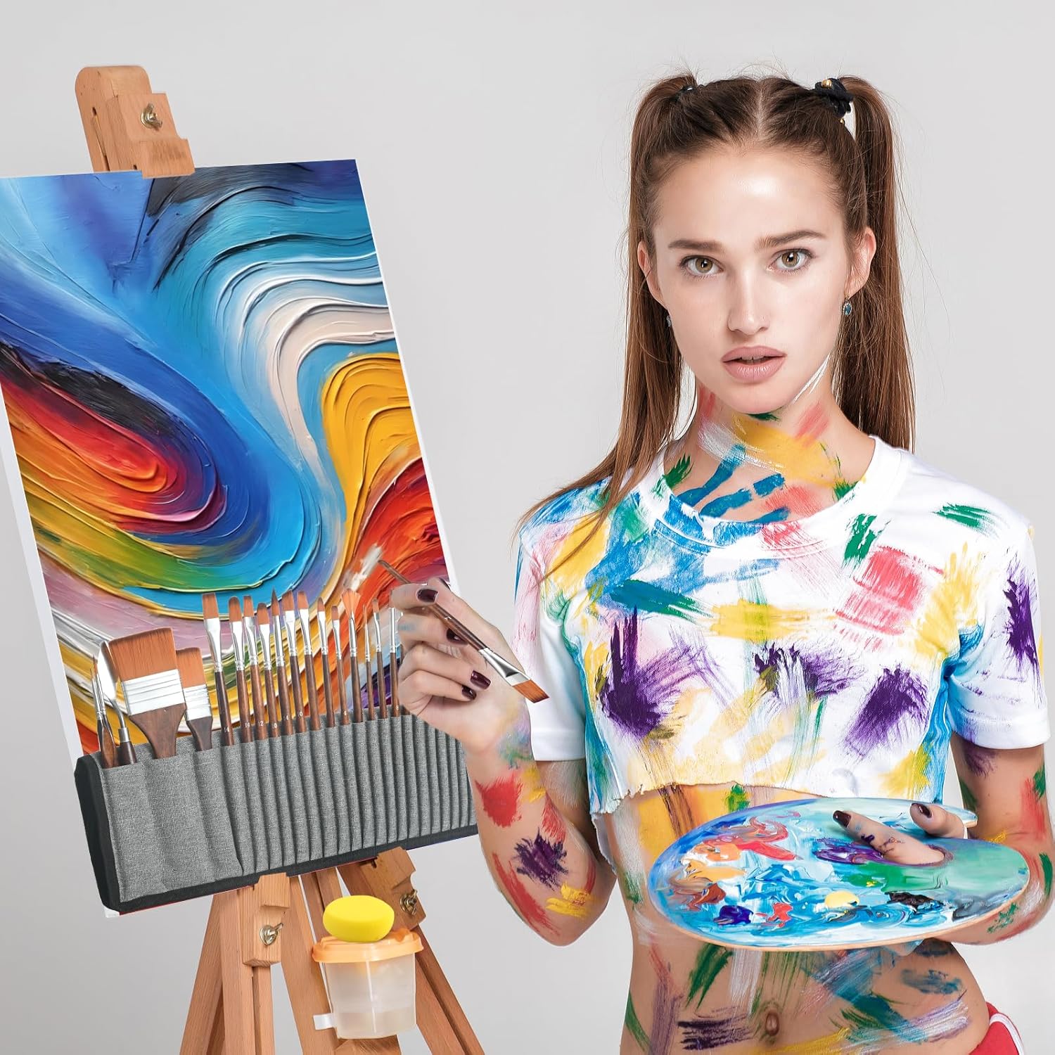 GETHPEN 29 Piece Acrylic Paint Brush Set for Oil and Canvas Painting - Image 7