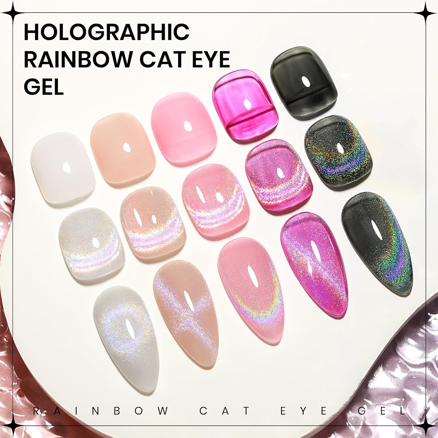 Rainbow Cat Eye Gel Polish 15ml Holographic 9D with Magnetic Stick for DIY Nail Art - Image 7