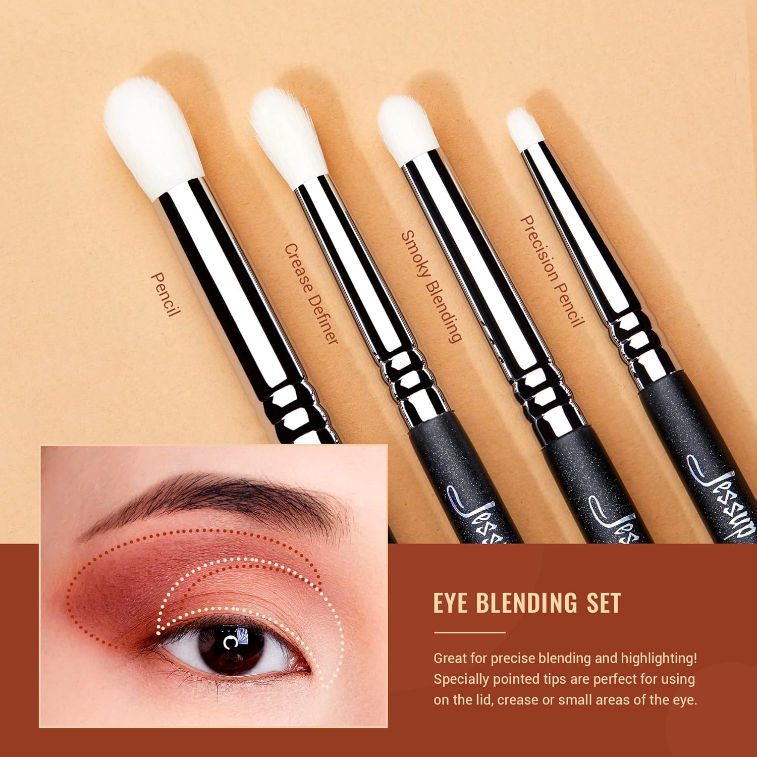Jessup 13-Piece Professional Blending Eye Makeup Brush Set Black Synthetic - Image 4