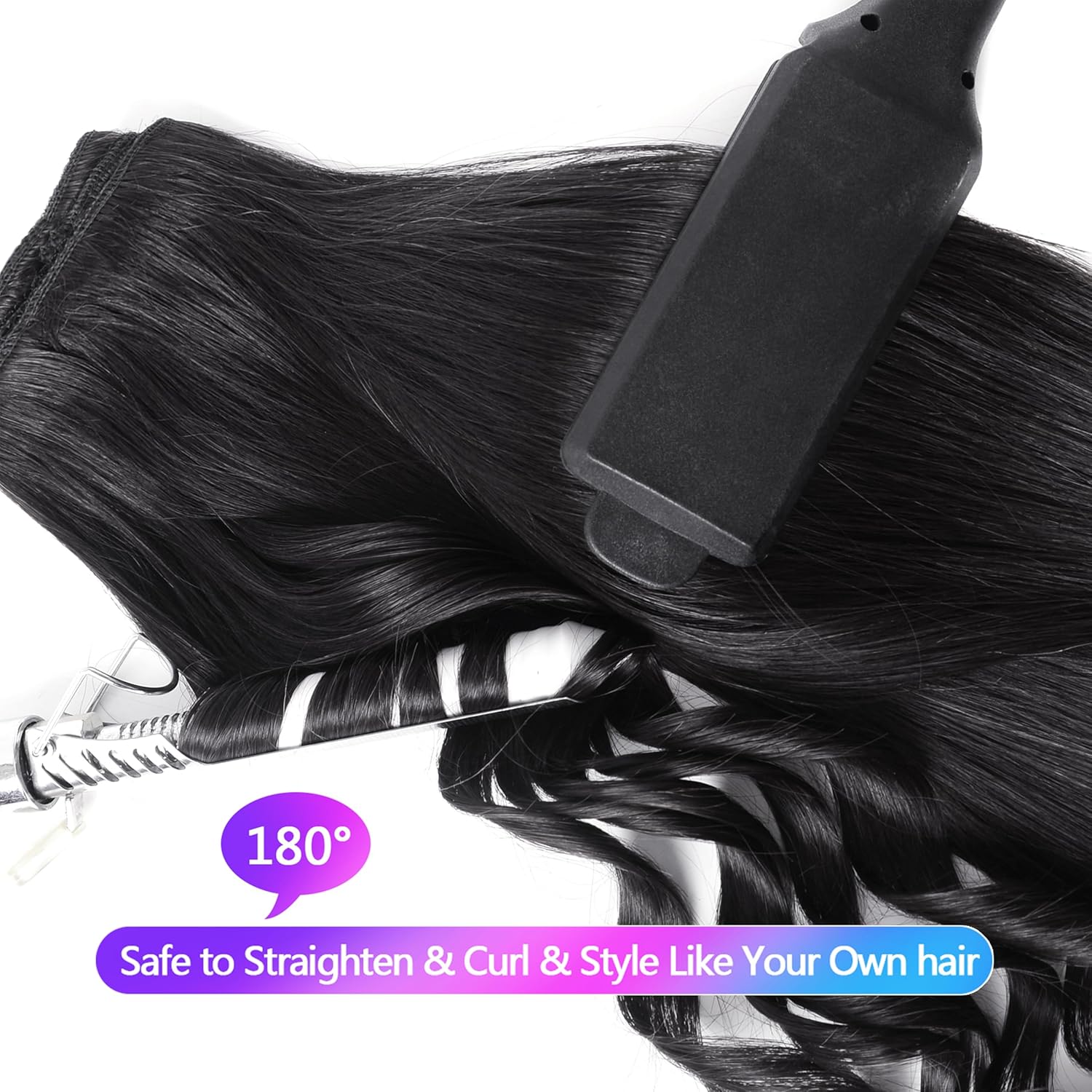 Clip in Hair Extensions Real Human Hair 16 Inch 90g Natural Black 8pcs Set - Image 2