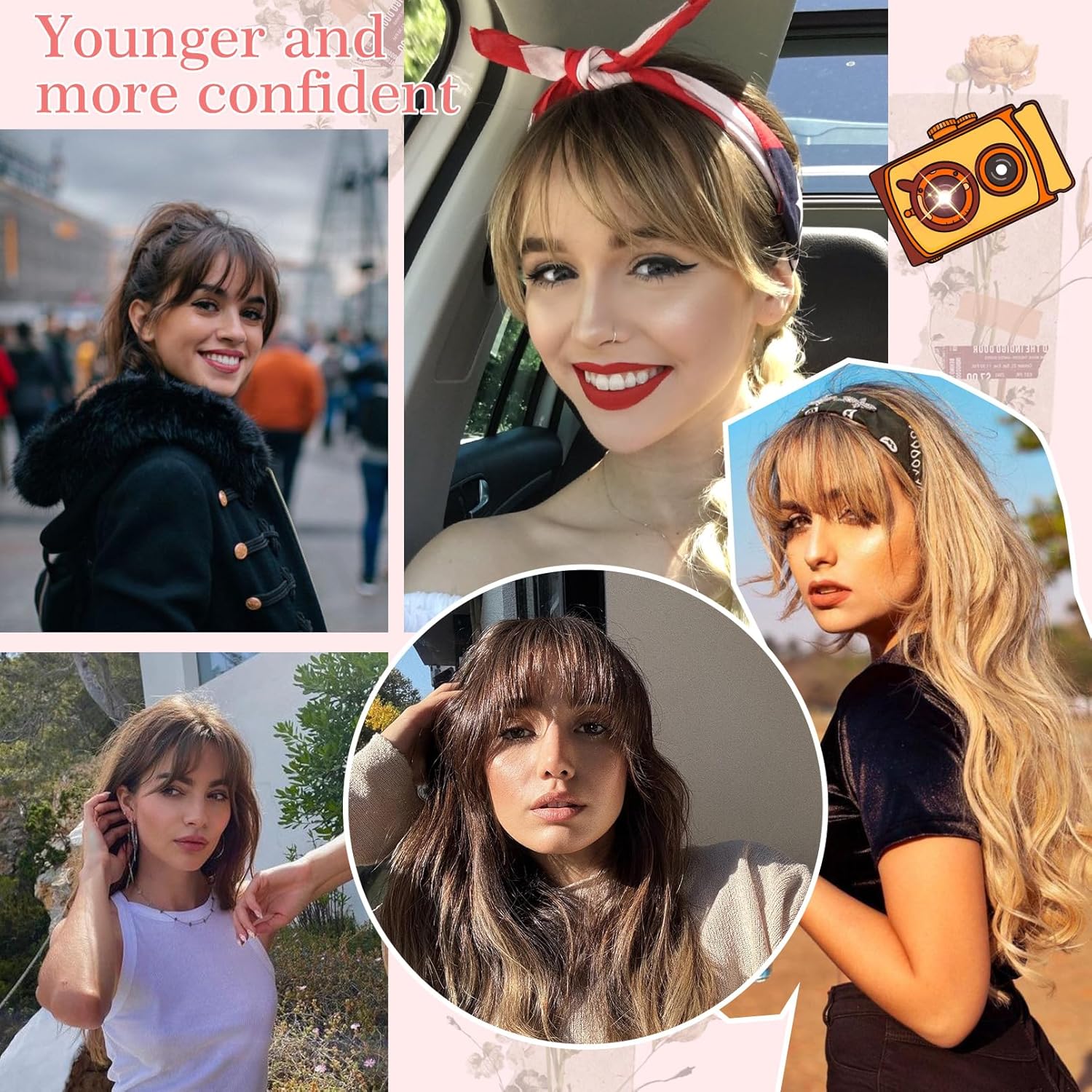 Flufymooz 10 Inch Medium Brown Blonde Human Hair Clip-in Bangs Topper - Image 5
