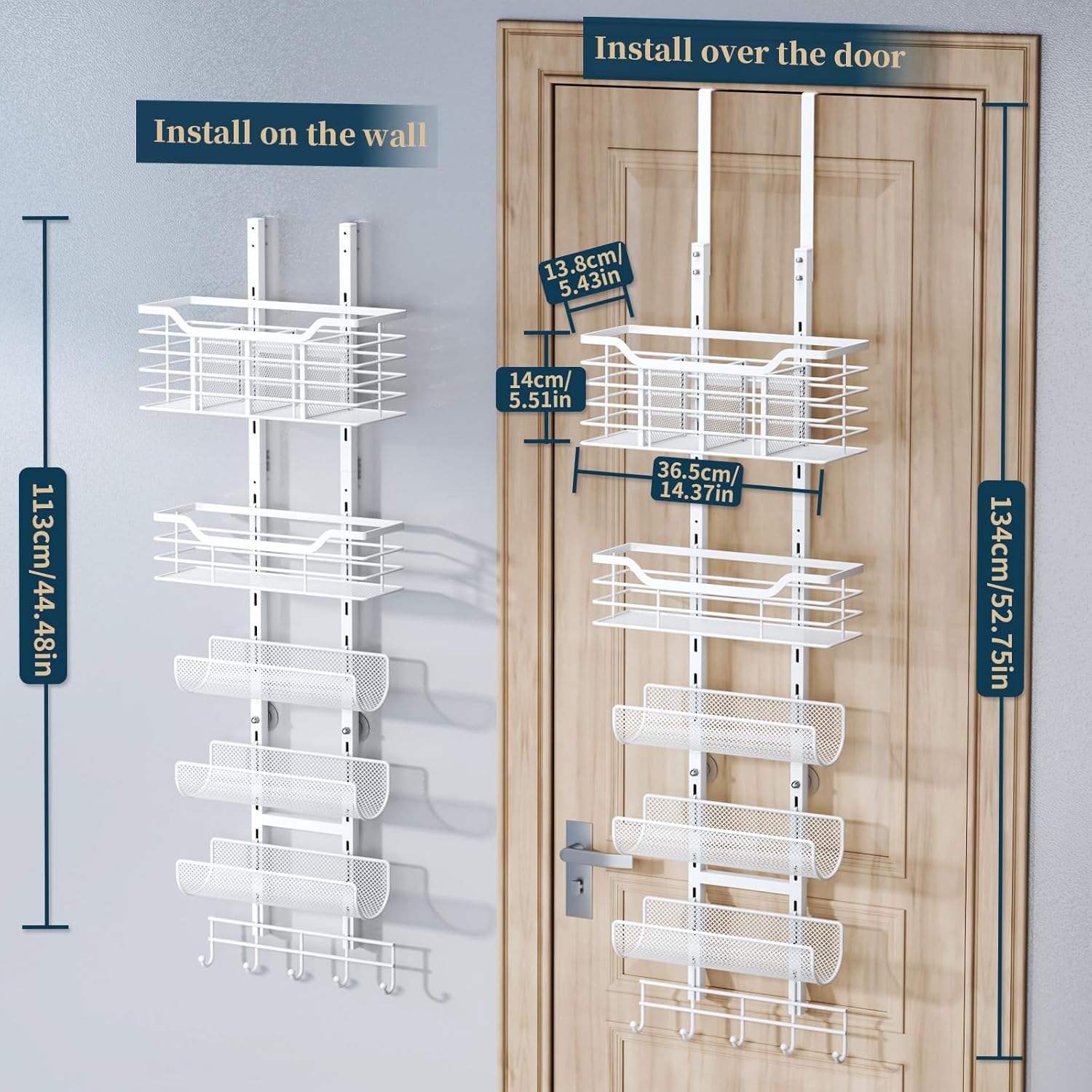Consmest 6-Tier White Hair Tool Organizer with Hooks for Blow Dryer and Curling Iron - Image 9