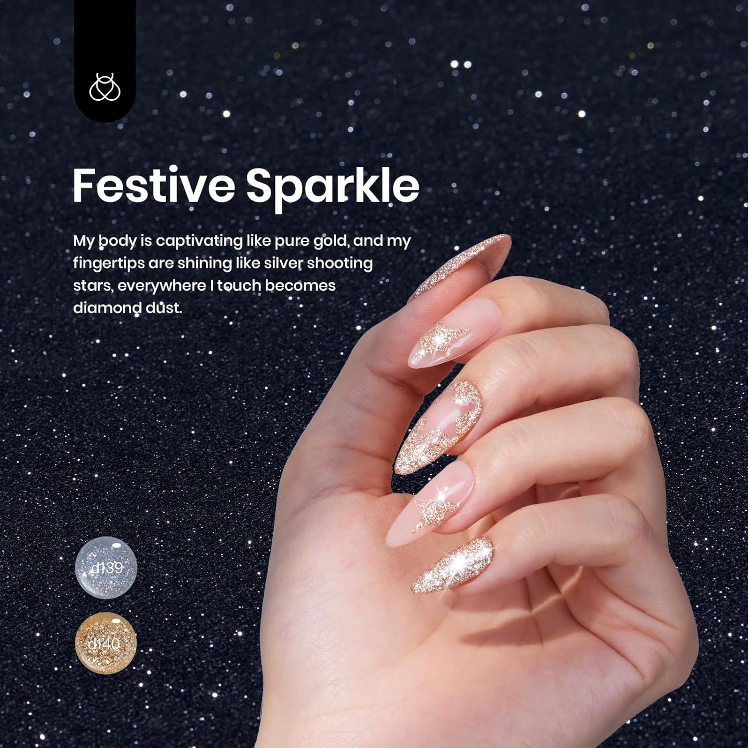 2 Pcs Silver & Golden Reflective Glitter Gel Nail Polish Kit for UV Lamp - Image 3