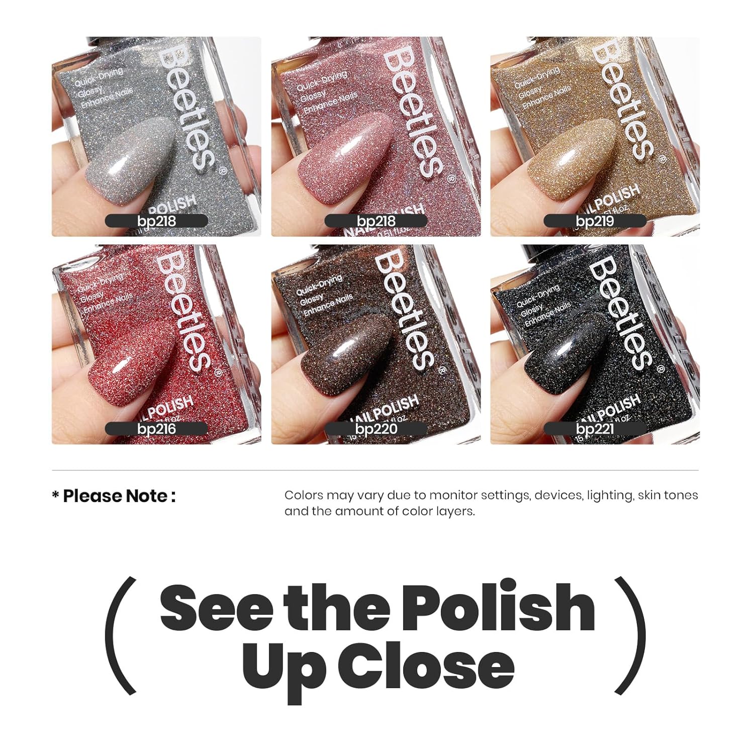 6 Color Glitter Nail Polish Set Quick Dry Natural Elegant Lacquer for Women - Image 6