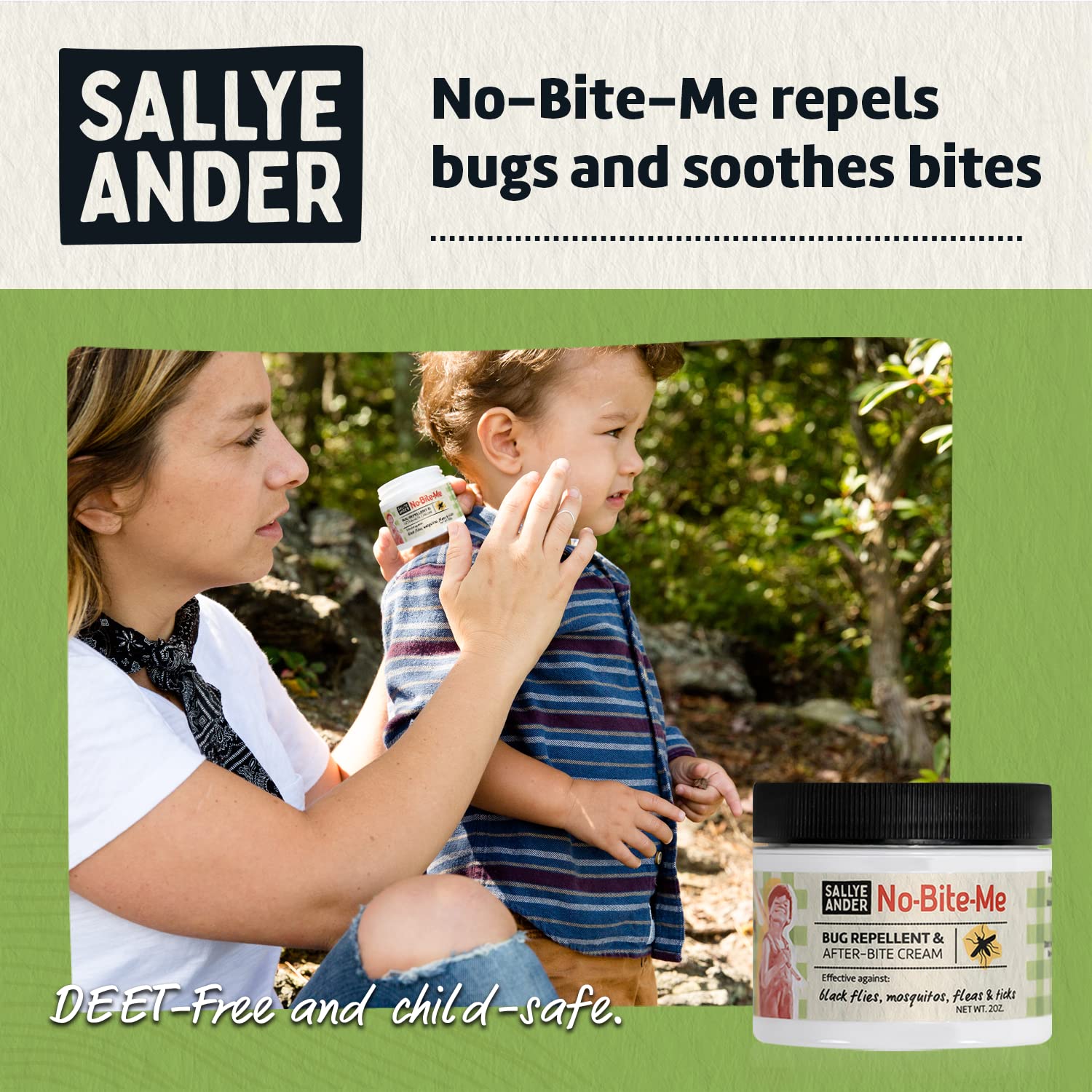 SALLYEANDER Natural Bug Repellent Anti-Itch and Hand Therapy Cream 2 Pack Bundle Safe for Kids - Image 3