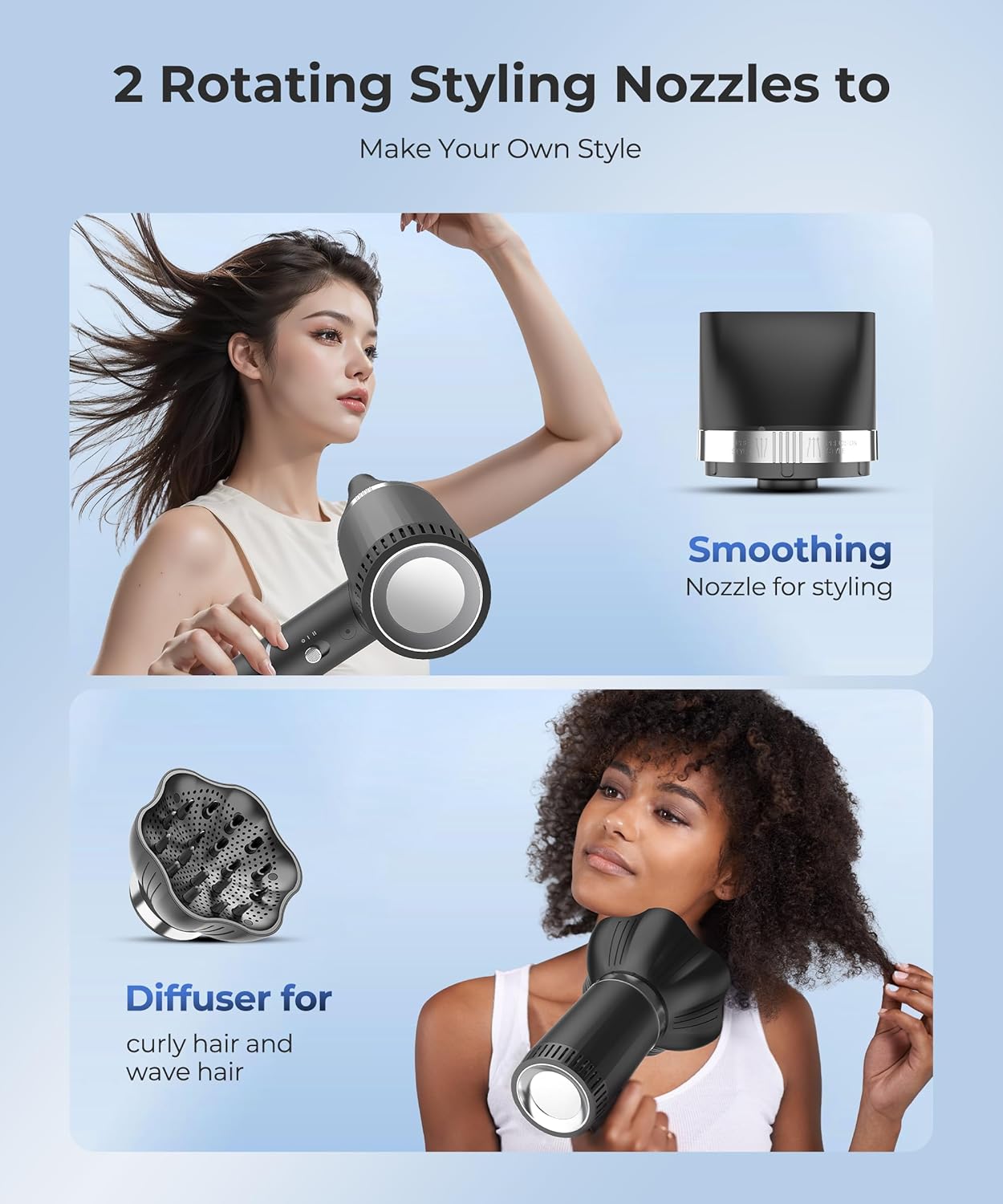 Compact Foldable High-Speed Hair Dryer 100000 RPM 500 Million Negative Ions Travel Ready - Image 6