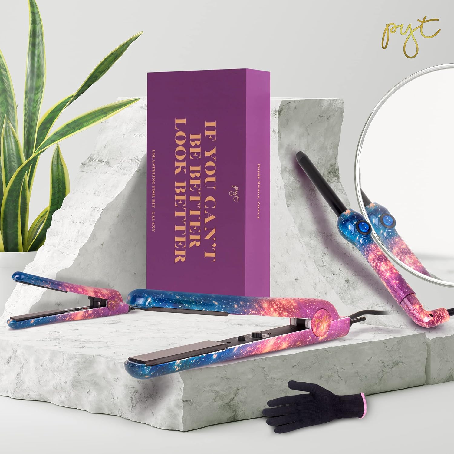 PYT Lola Tool Kit with 1.25 Flat Iron, 19mm Curling Wand, and Mini Straightener in Galaxy Design - Image 7