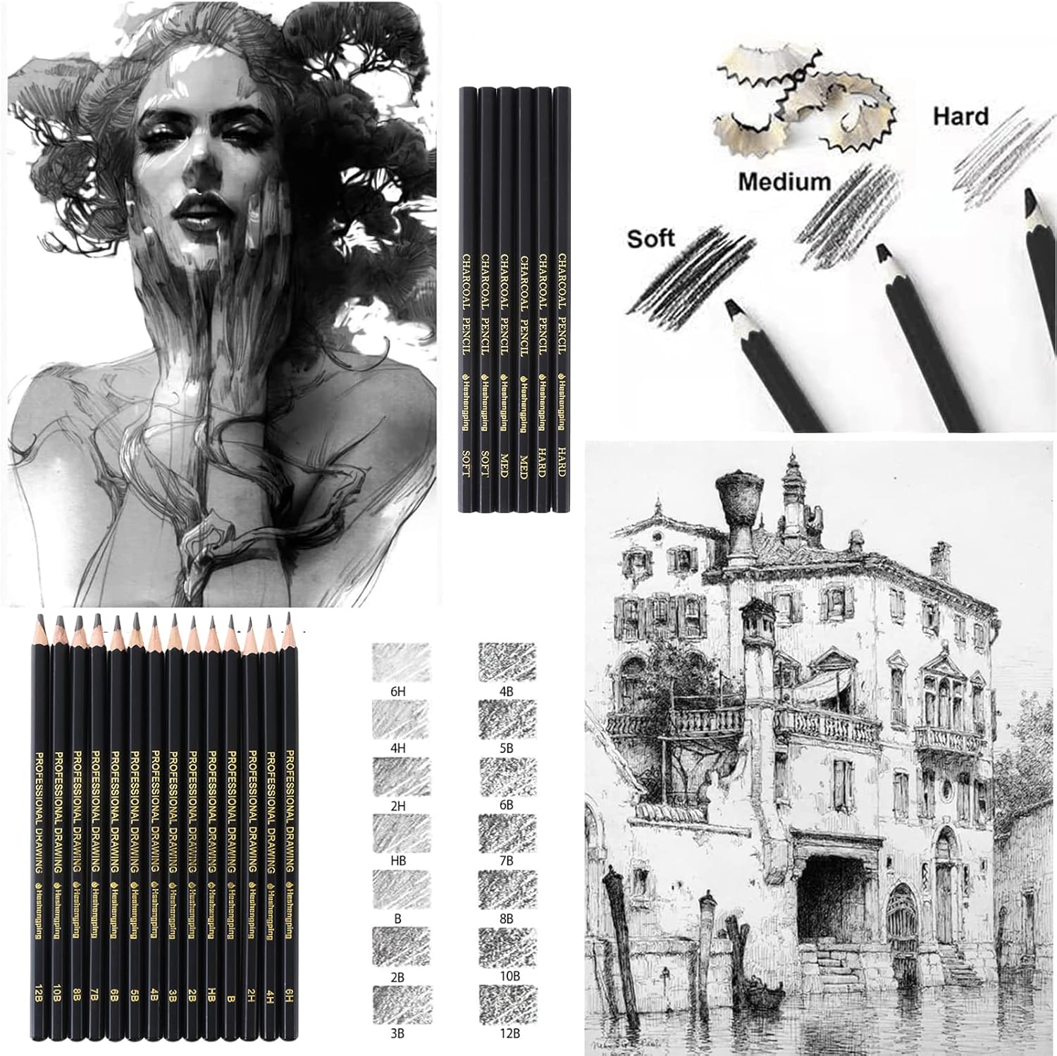 Heshengping 26-Piece Graphite Sketching and Drawing Pencils Set for All Skill Levels - Image 5