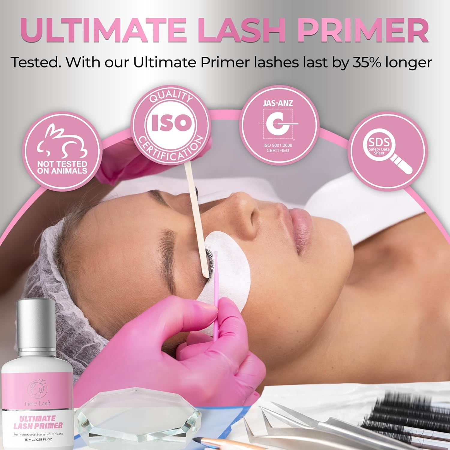 Longer Glue Retention Eyelash Extension Primer, 100ml Pretreatment Solution for Lashes - Image 3