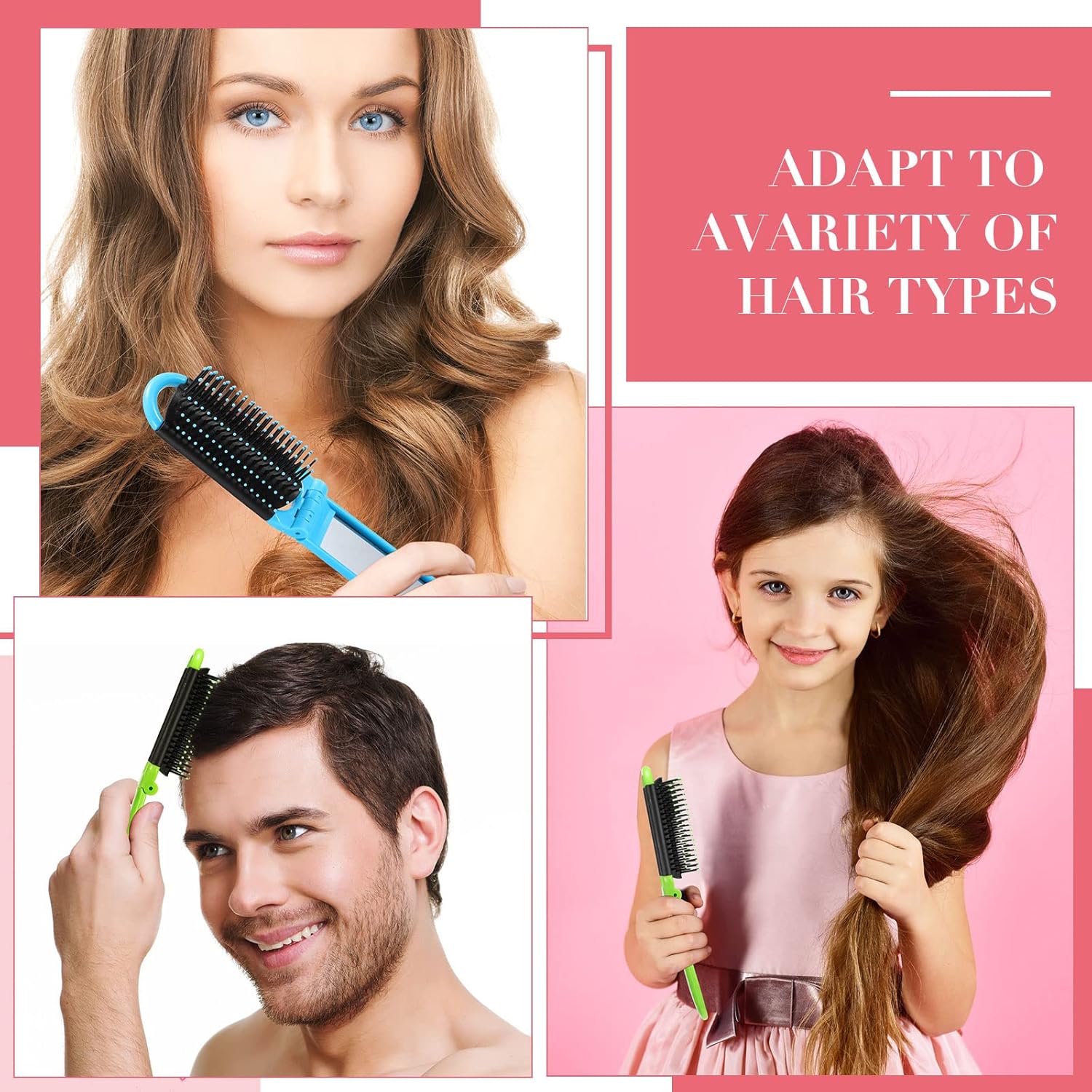 20 Portable Mini Folding Hair Brushes with Mirror Compact Collapsible Comb Set for Travel - Image 6