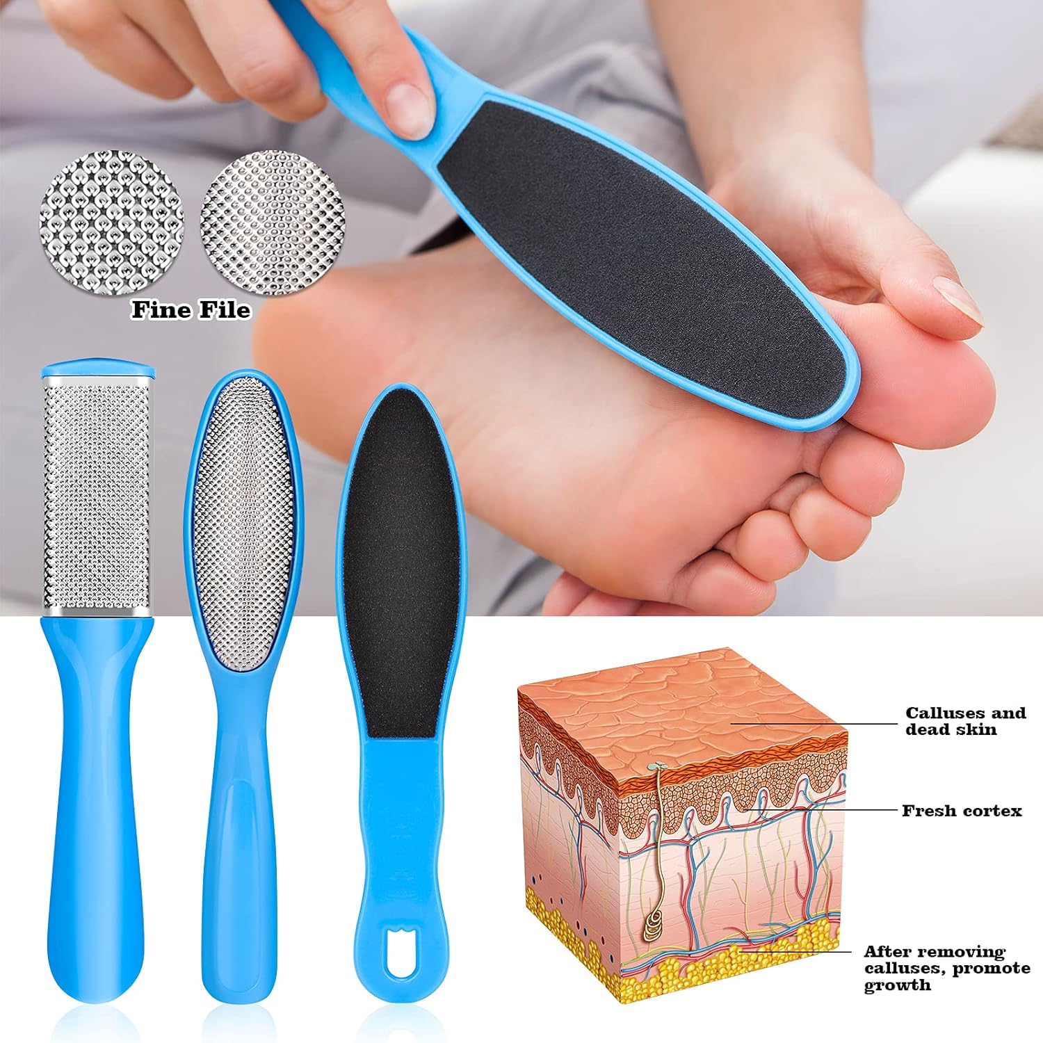 23-in-1 Professional Blue Pedicure Kit with Callus Remover and Stainless Steel Tools for Home Spa Use - Image 3