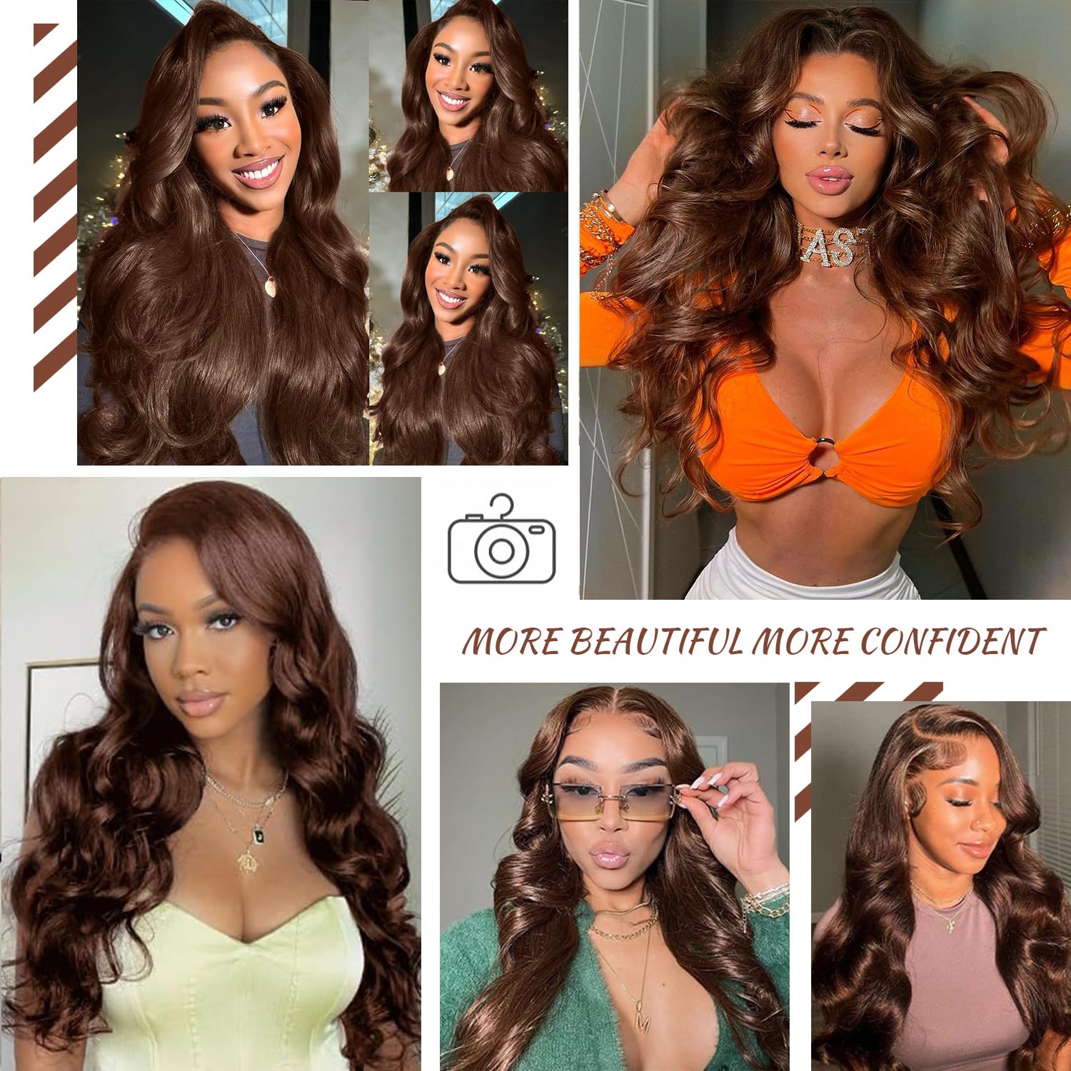 30 Inch Chocolate Brown Body Wave HD Human Hair Lace Front Wig 200 Density - Image 5