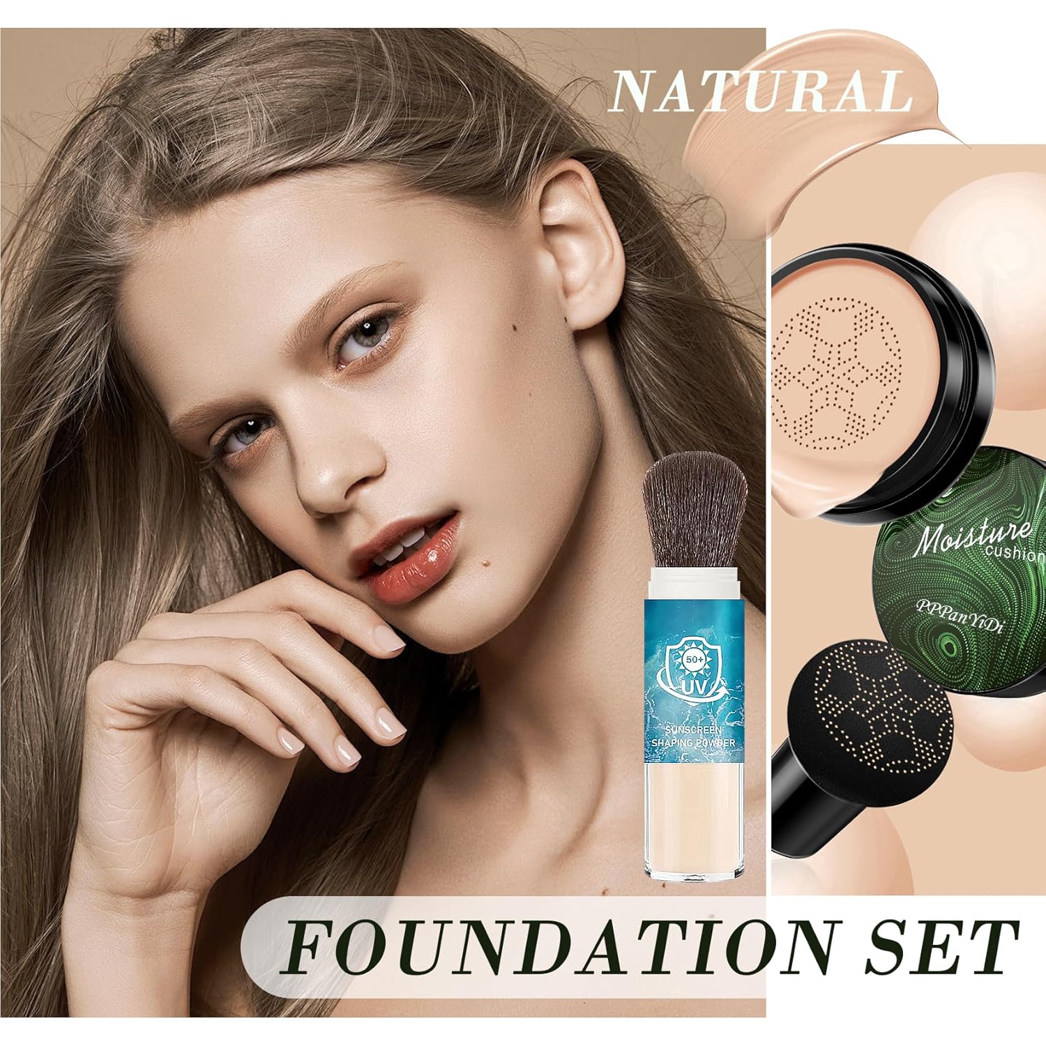 2-Piece Mushroom Head CC Cream Foundation and Setting Powder Makeup Set for All Skin Types - Image 2