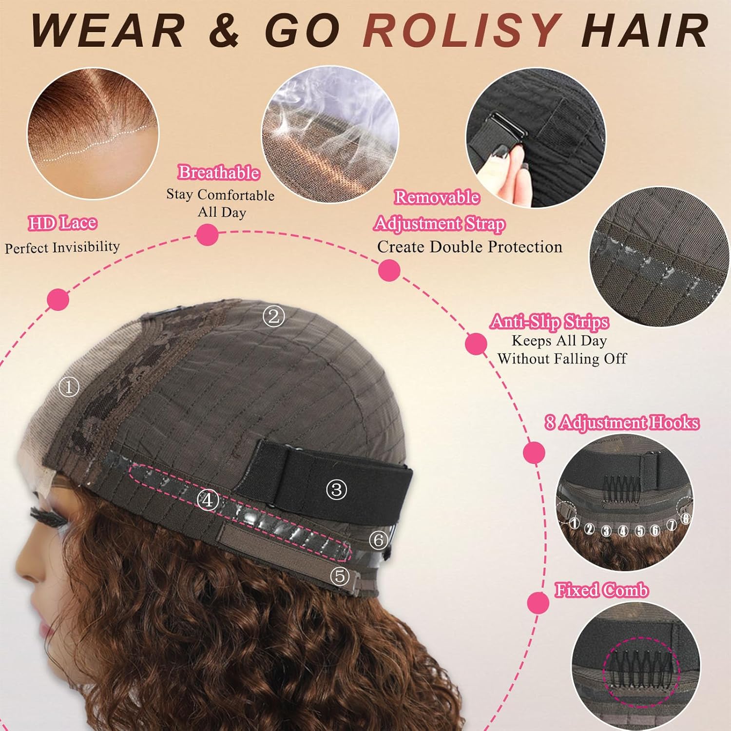 14 Inch Water Wave Chocolate Brown Curly #4 Human Hair Glueless Lace Front Bob Wig - Image 3
