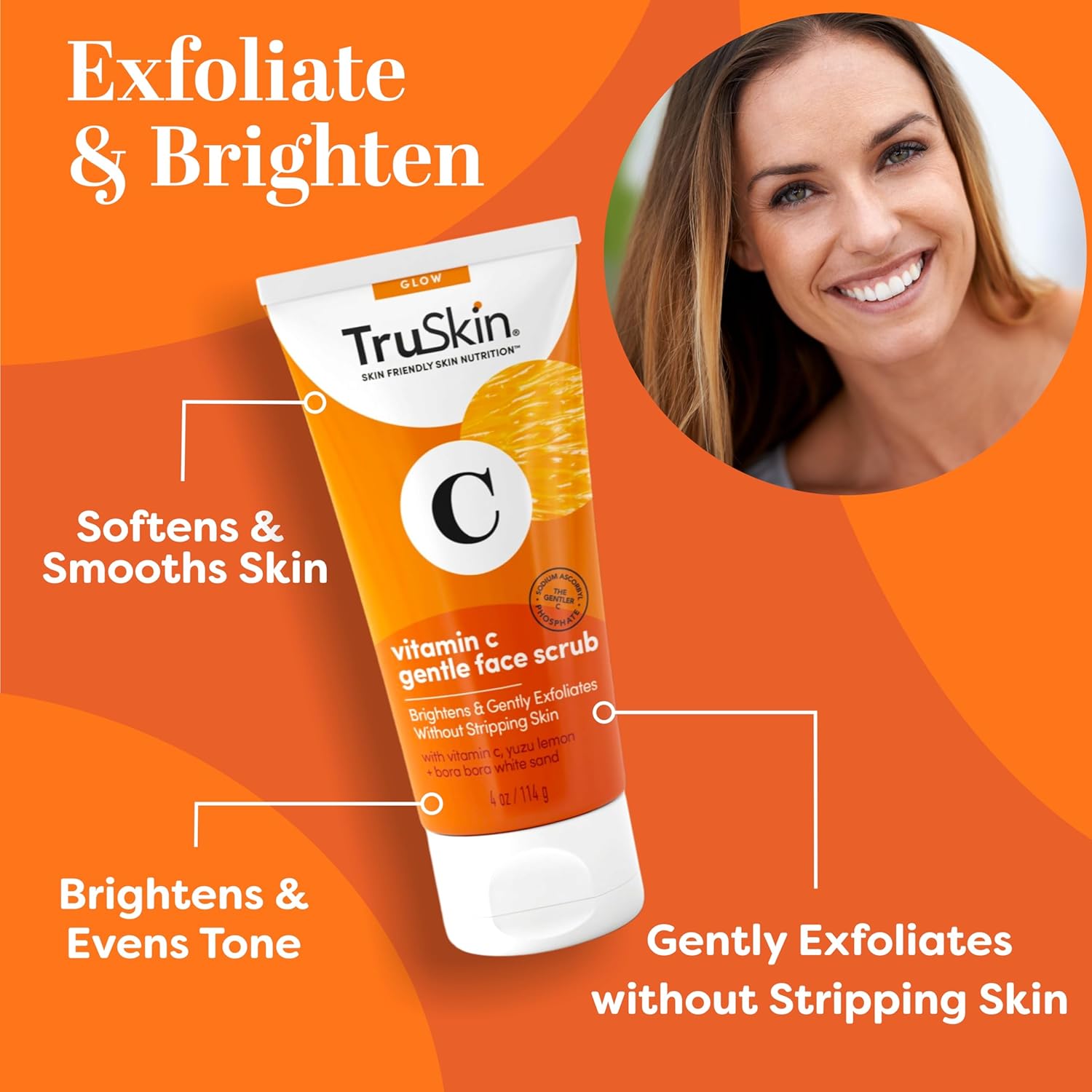 TruSkin Vitamin C Gentle Daily Face Scrub 4 Oz for All Skin Types - Image 2