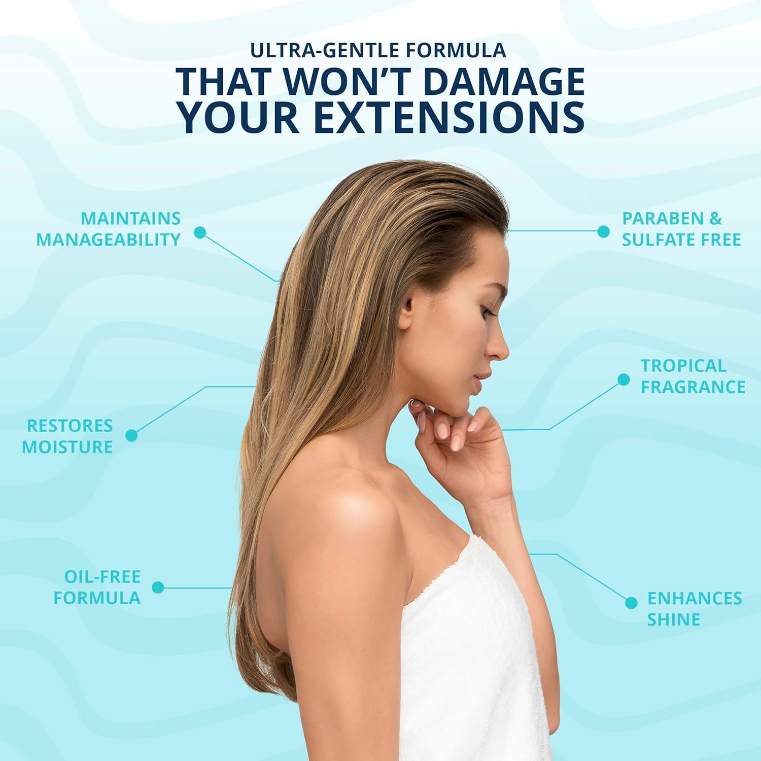 Mermaid Extension Hair Care Shampoo and Conditioner Set 16 oz Oil-Free Vegan Formula - Image 4
