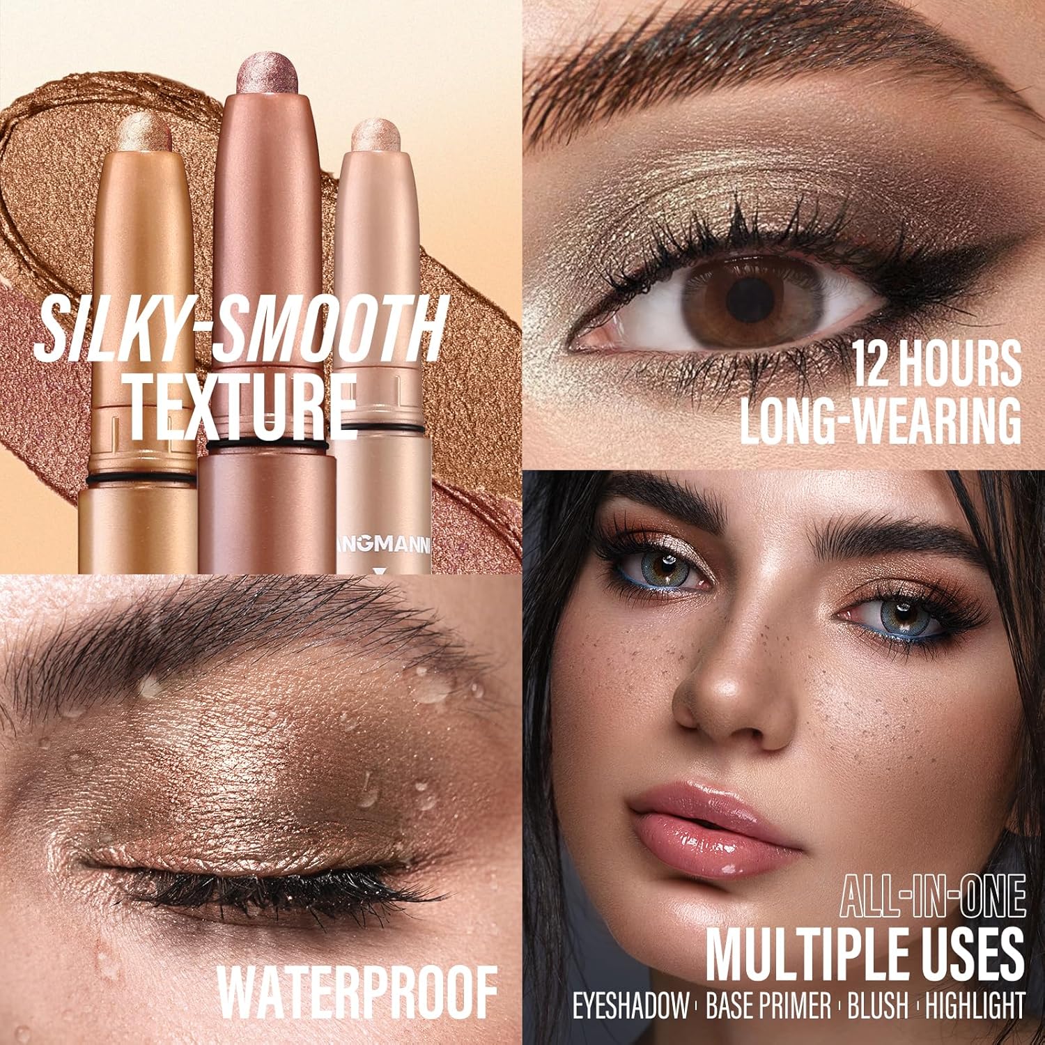 LANGMANNI 6 Piece Waterproof Creamy Eyeshadow Stick Set Long-Lasting Colors for Women - Image 4