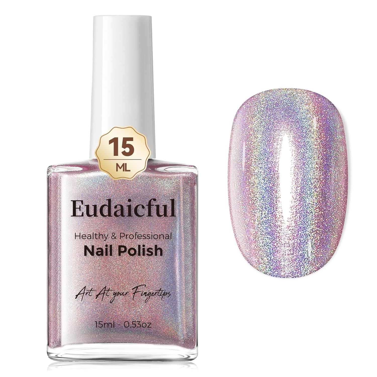 Holographic Nail Polish, Light Purple Iridescent Nail Polish Air Fast Dry, High Glossy Shimmer Nail Polish Nail Pigment Oil-based Chrome Halo Manicure Salon Home, 15ML/0.5 fl oz