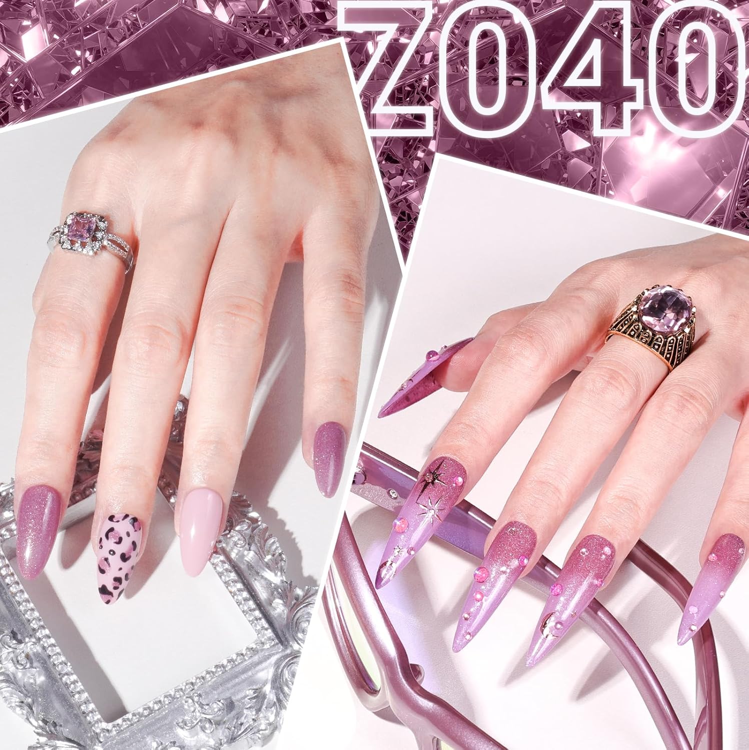 MelodySusie 15ml Pink Pastel Violet Glitter Gel Nail Polish Soak Off UV LED Compatible - Image 4