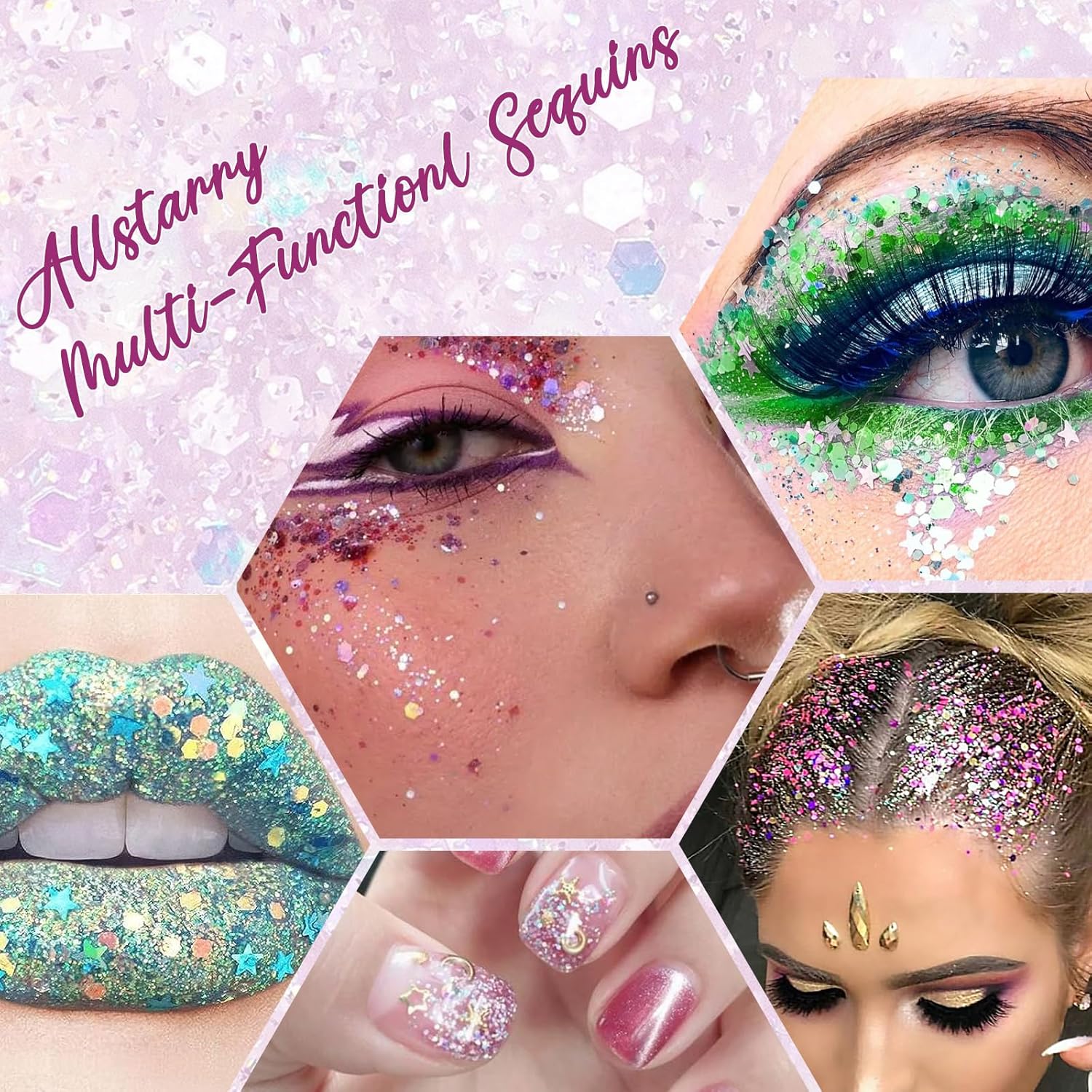 Allstarry 4-Color Nail Glitter Set, Ultra-Thin Iridescent Flakes for Professional Nail Art and DIY Projects - Image 7
