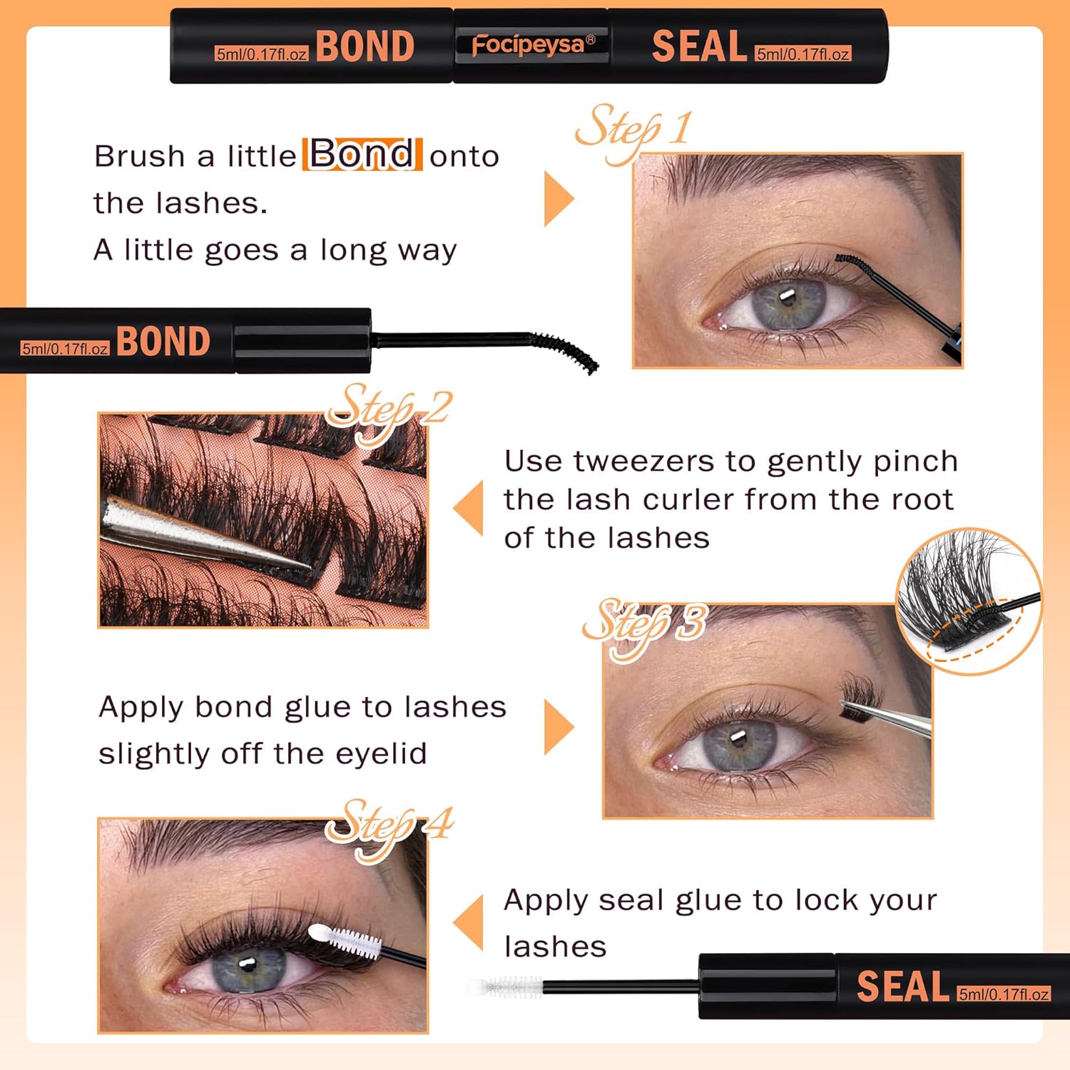Focipeysa Thick Lash Extension Kit with 40 Full Volume Lash Clusters and Glue, 10-18MM - Image 8