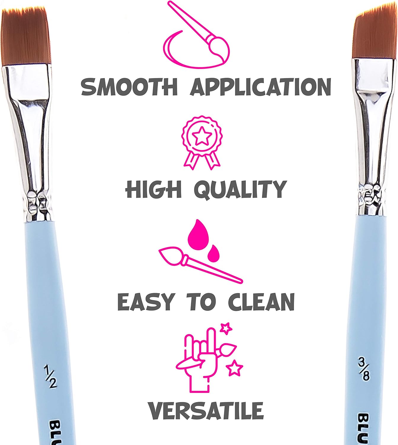 Set of 12 Blue Squid Watercolor Paint Brushes with Soft Nylon Bristles for All Ages - Image 5
