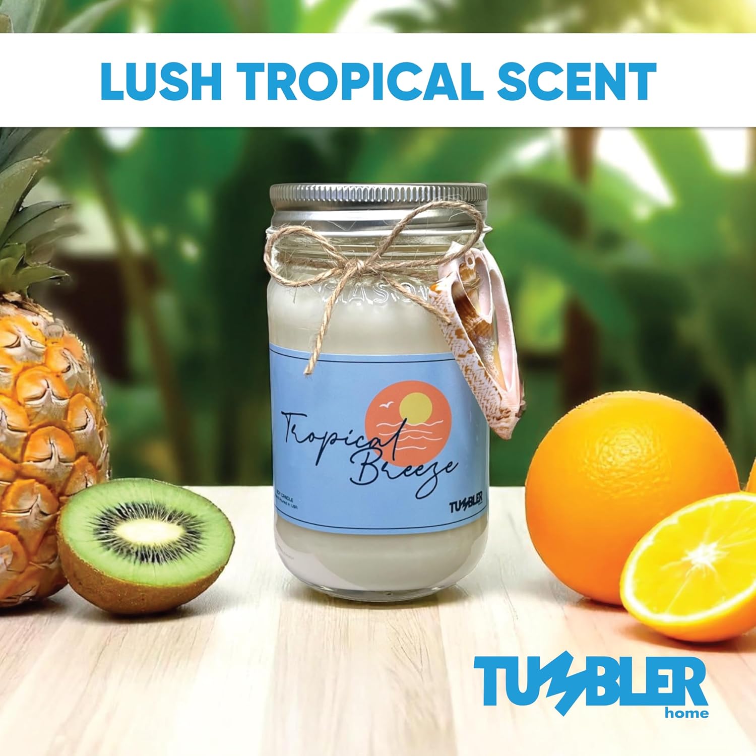 Large Soy Wax Beach Candle with Real Shells, 90 Hour Burn Time, Coastal Home Decor - Image 2
