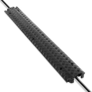 Pyle Durable Cable Protection Ramp Cover - Supports 11000lbs Single Channel Heavy Duty Hose and Cord Track Floor Protection, 39.4” x 5.11” x 0.78” Cable Concealer for Indoor Outdoor Use -PCBLCO101BK