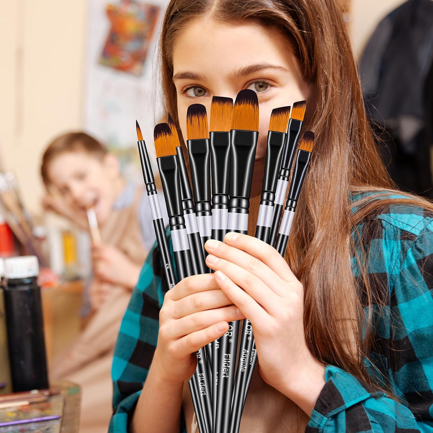 16-Piece Nylon Hair Paint Brush Set for Acrylic, Oil, Watercolor, Face, and Body Art - Image 7