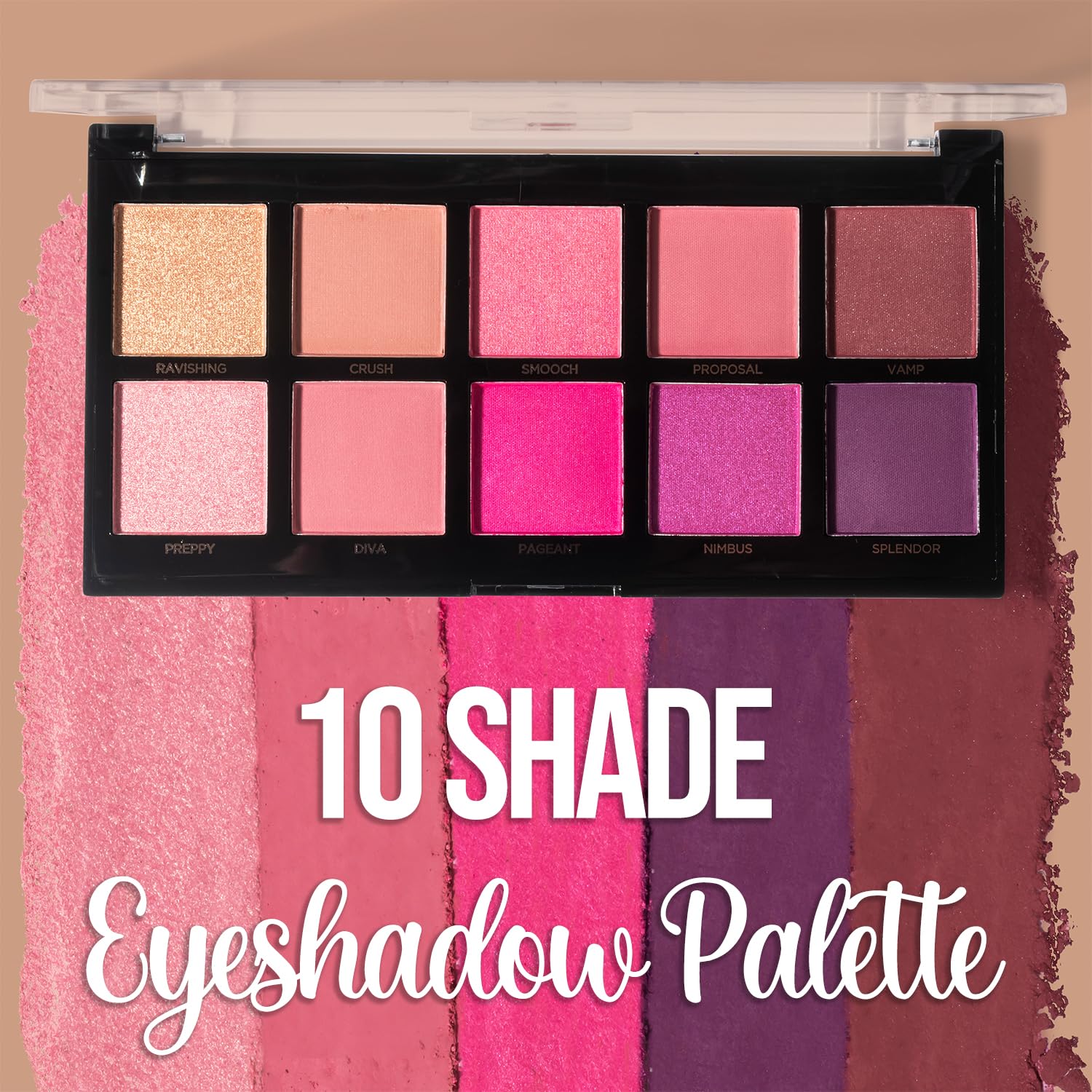 Profusion Cosmetics Fuchsia 10 Shade Eyeshadow Palette High Pigment Long Lasting Color - Image 2