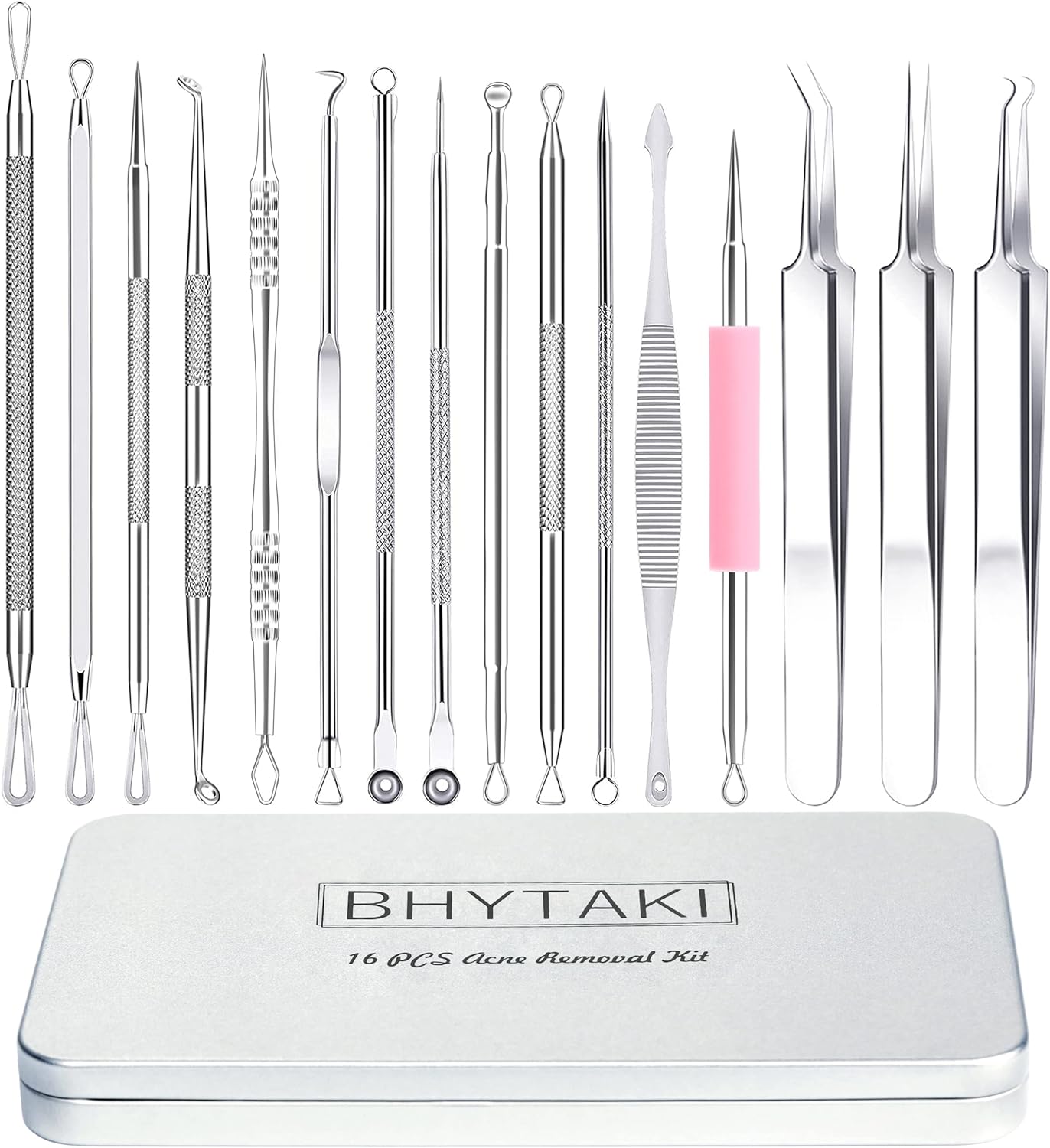 Blackhead Remover Tools, 2025 Latest 16 PCS Pimple Popper Tool Kit, Acne Blackhead Tools for Blemish, 410 Premium Professional Stainless Acne Pimple Extractor Tool with Metal Box