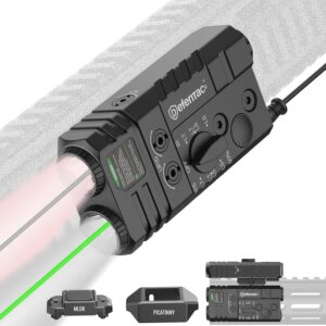 Defentac Green/IR Laser and White/Infrared Flashlight Combo(4-in-1) is Compatible with Mlok/Picatinny Rail, 1450lm Light with Remote Pressure Switch for Rifle, Aluminum, Rechargeable