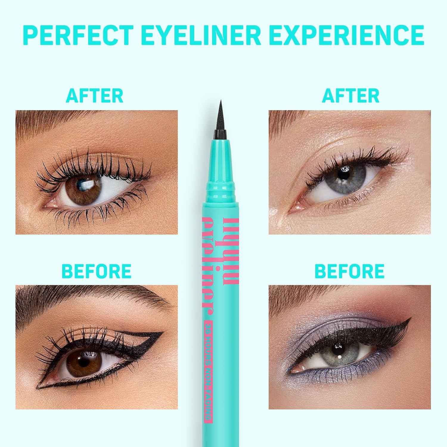 Waterproof Black Super Slim Long-Lasting Liquid Eyeliner Pencil 0.02 Fl Oz Cruelty-Free - Image 6