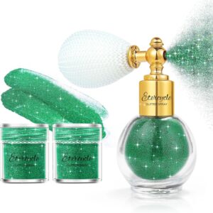 Etercycle Body Shimmer Spray, Green Fine Glitter Spray for Hair and Body, Longwear and Quick Drying Face Shimmer Powder Sparkly Glitter Gifts for Rave Accessories Easter Christmas Halloween Clothes