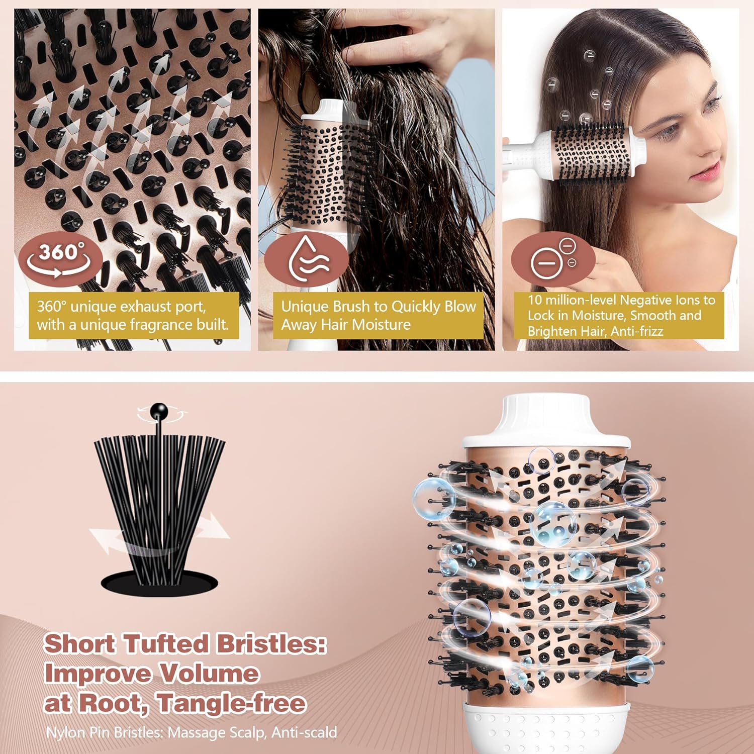 EcoSheek 4-in-1 Ceramic Ionic Hair Dryer Brush Volumizer Anti-Frizz 1.3 lbs - Image 2